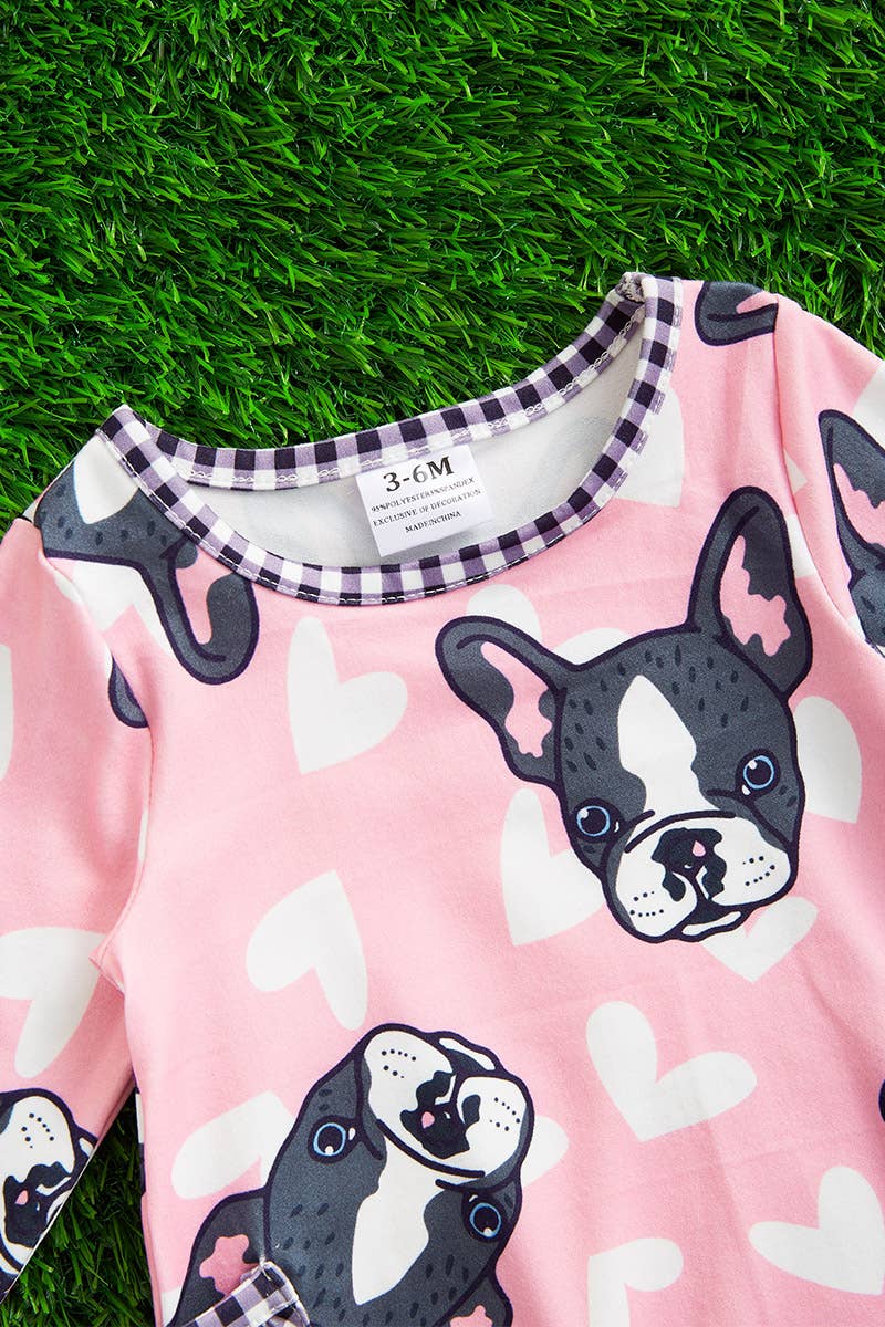 PUPPY & HEART PRINTED BABY ROMPER