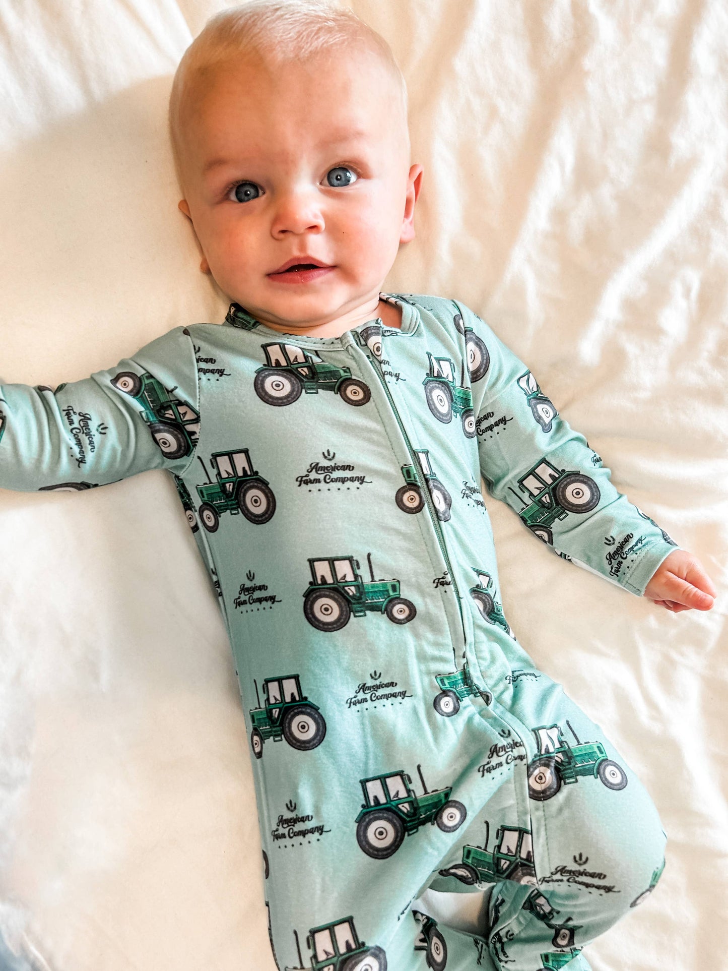 American Farm Company - Bamboo AFC Green Tractor Baby Pajamas