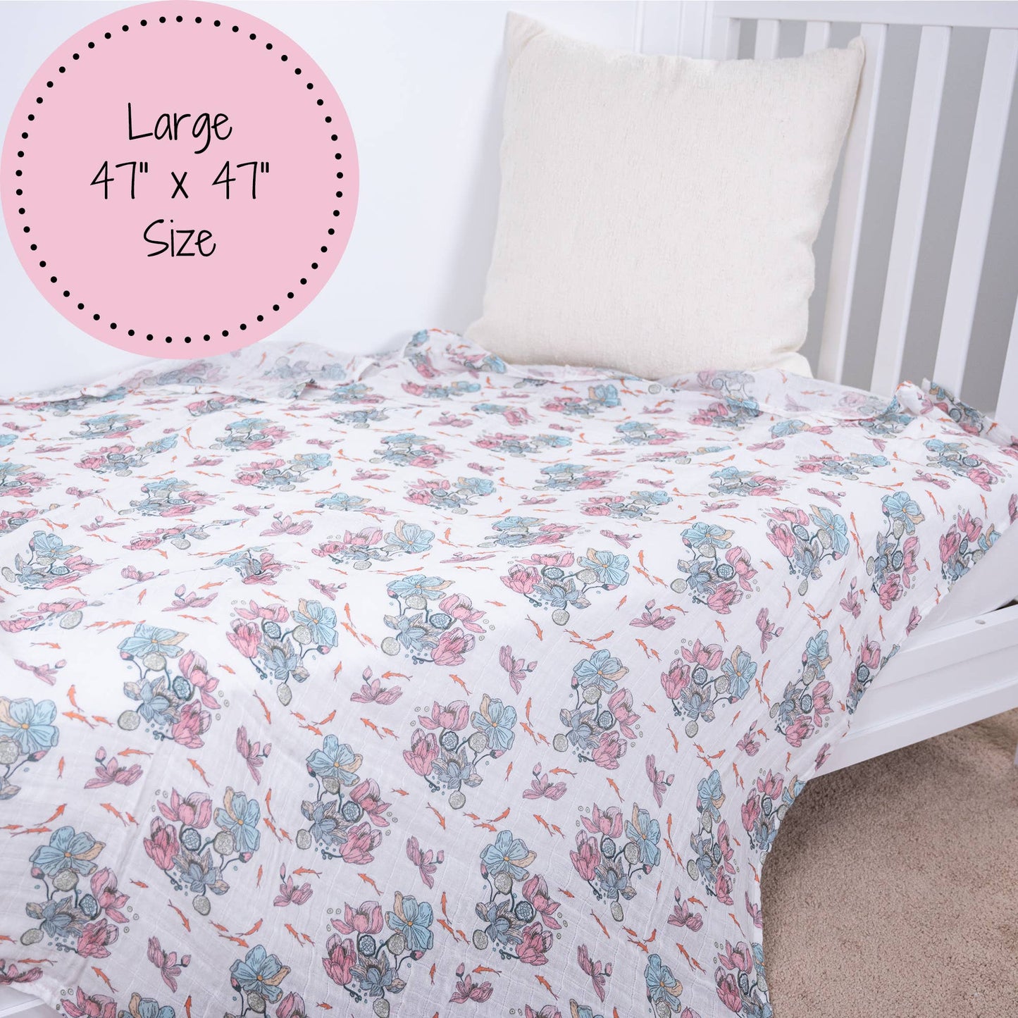 LollyBanks - Little Lotus Bloom Baby Muslin Swaddle Blanket