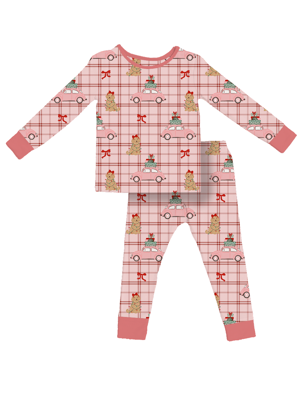 Kiki + Lulu - Pink Holly Jolly Doggies Kids Pajamas