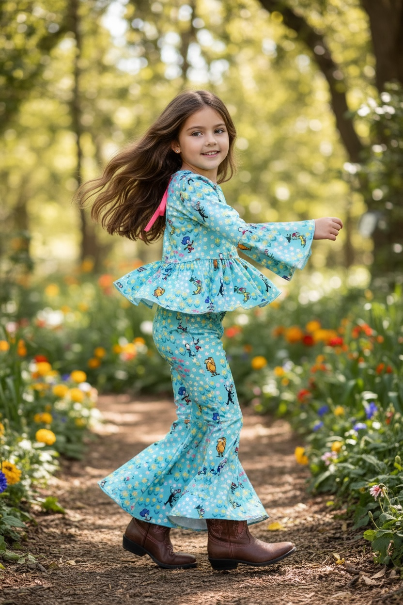 Dr.S character printed girls 2 piece set
