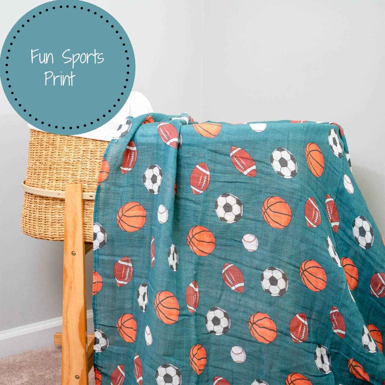 LollyBanks - Little Athlete Sporty Theme Baby Swaddle Blanket