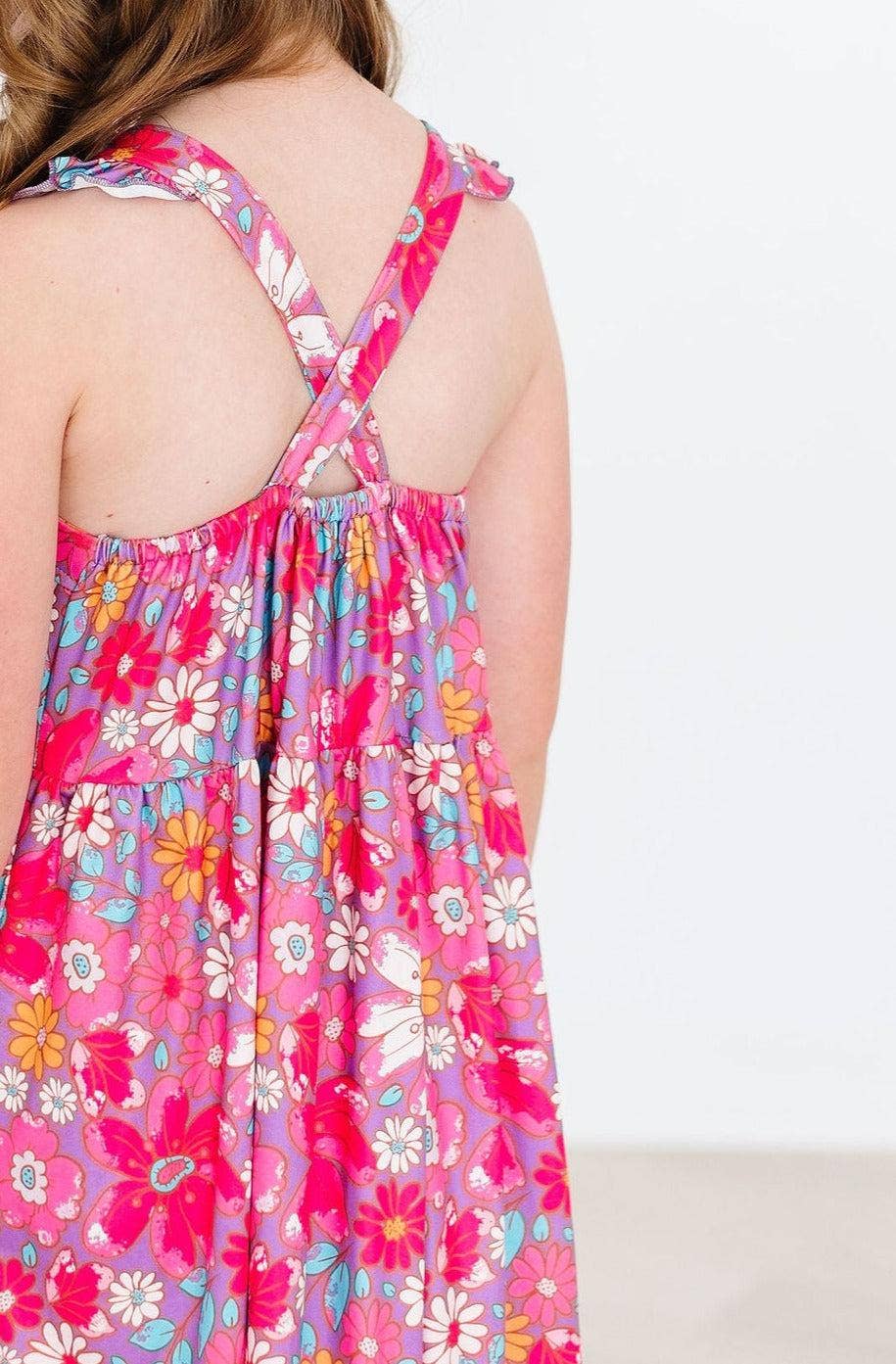 Mila & Rose - Hawaiian Floral Ruffle Cross Back Dress