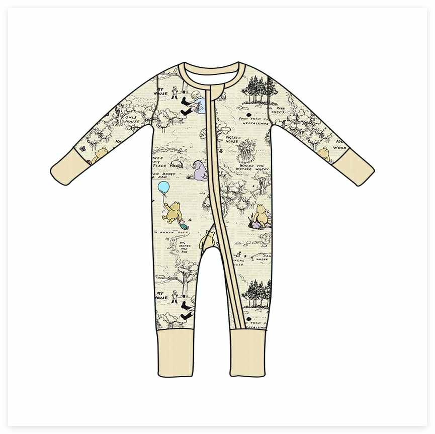100 Acre Woods Long Sleeve Bamboo Romper