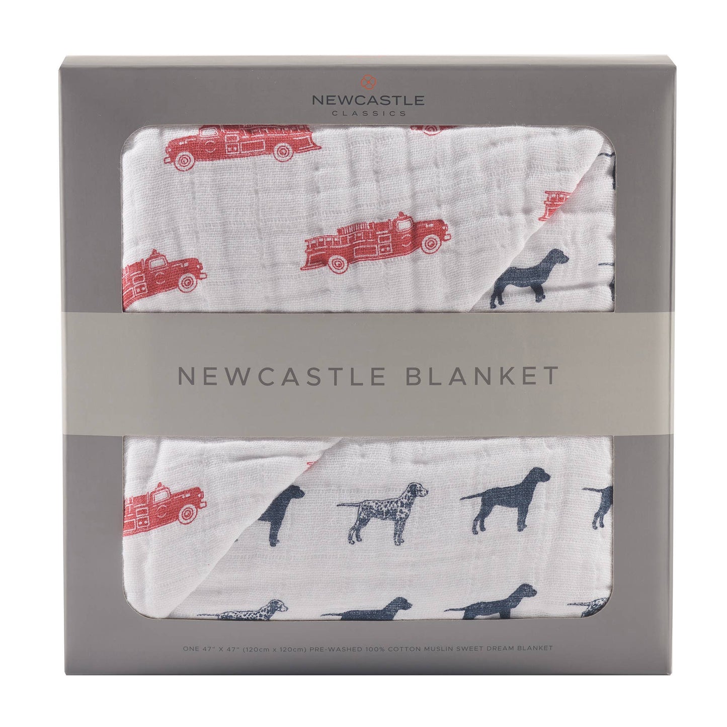 Newcastle Classics - Fire Truck and Dalmatian Newcastle Blanket; Cotton