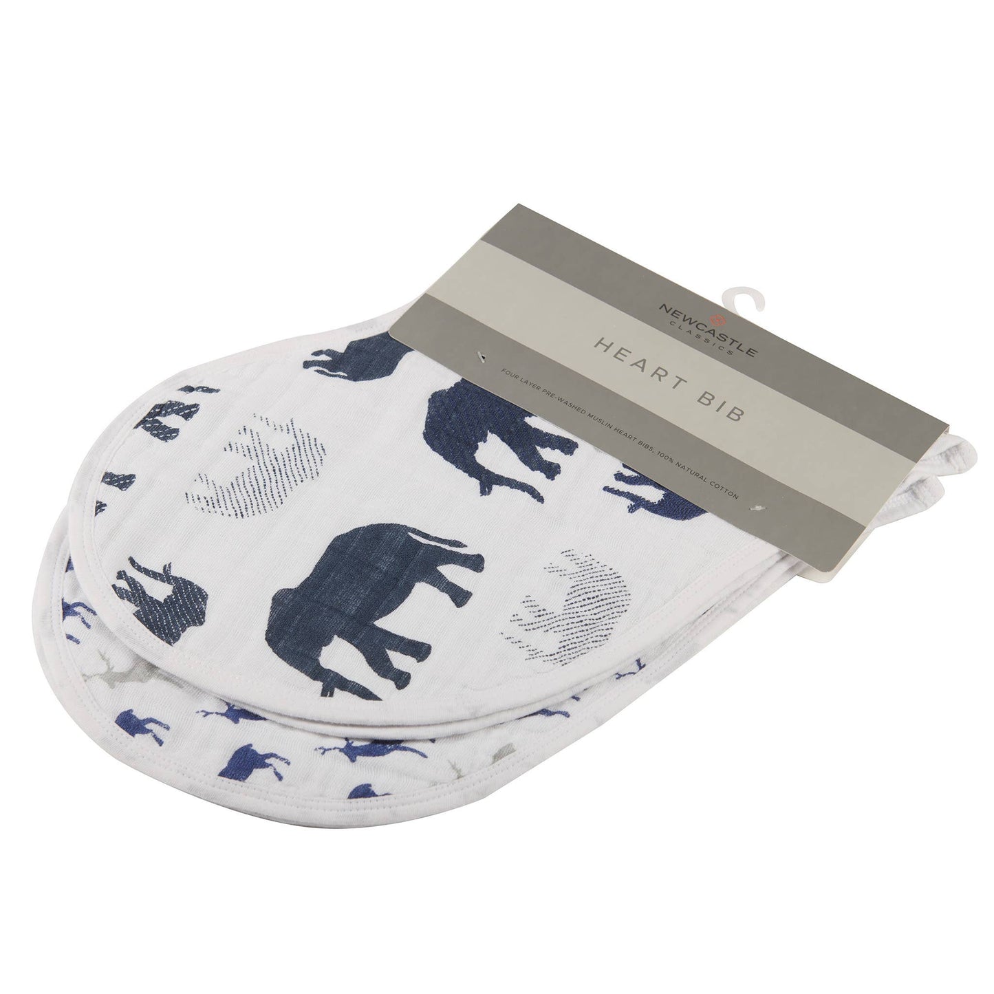 Newcastle Classics - In The Wild Elephant Burp Cloth Bibs - Set of 2
