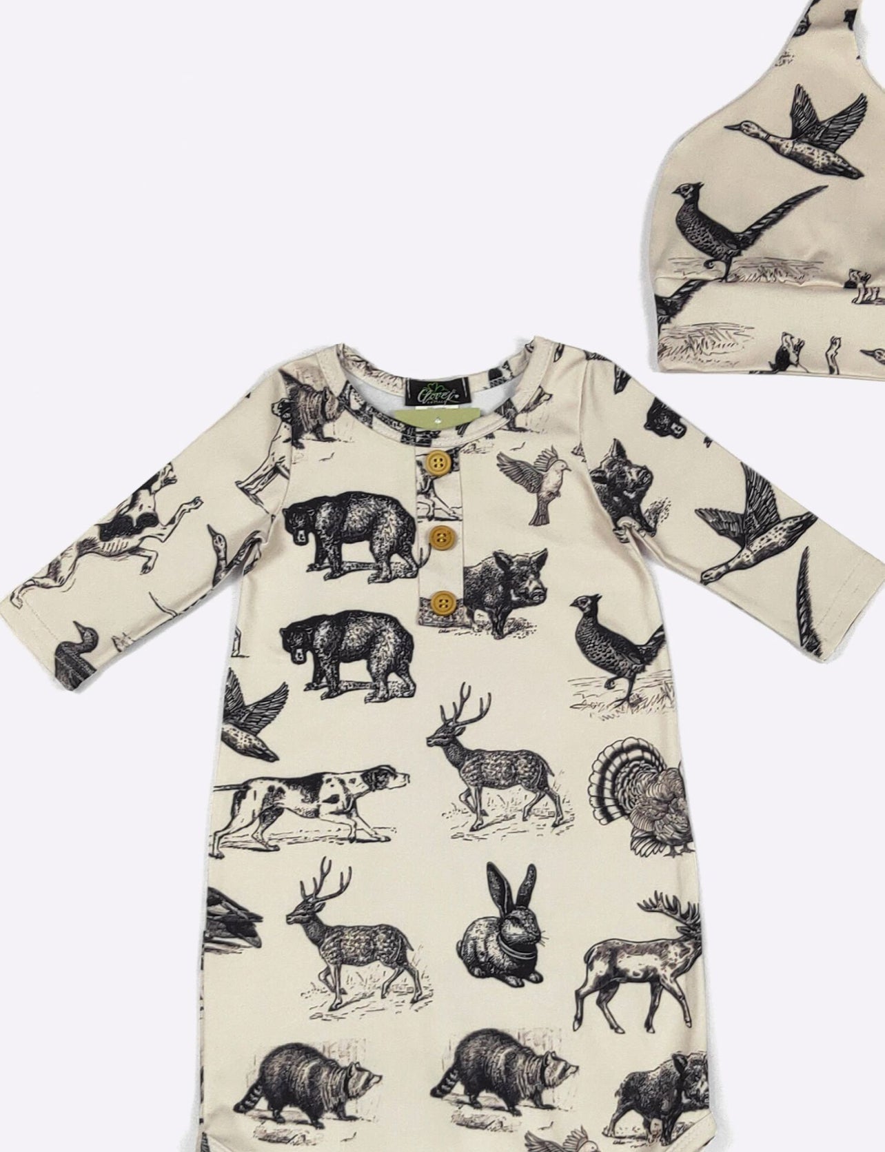 Hunting Dog Baby Knotted Gown