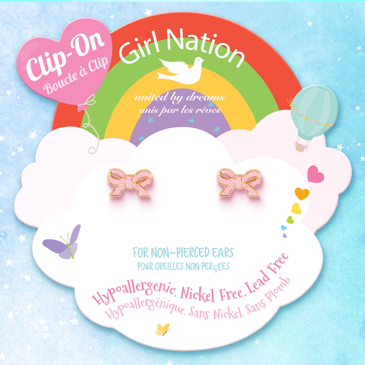 CLIP ON Cutie Earrings- Pretty Pink Bow