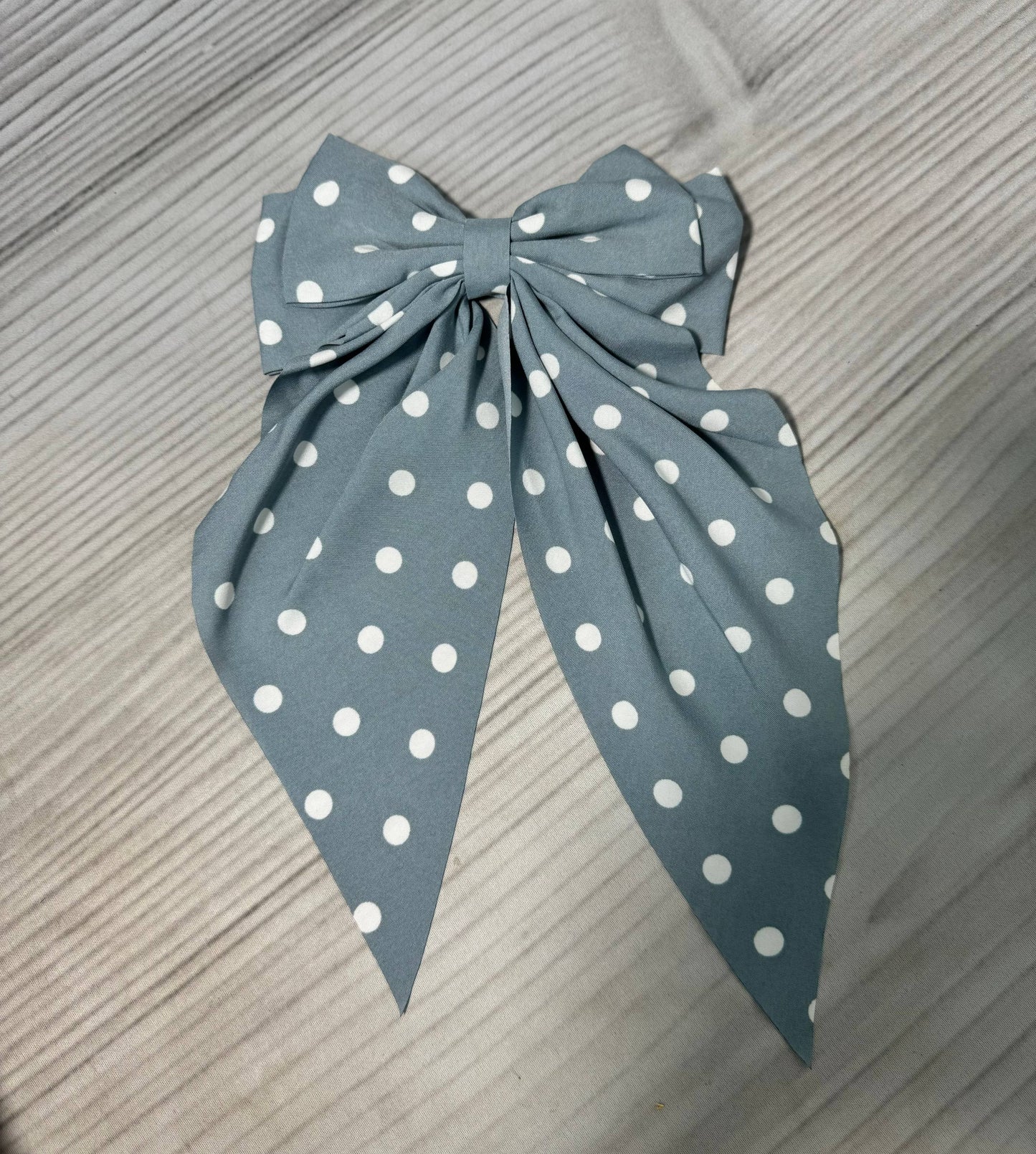 Polka Dot Coquette Hair Bow -Steel Blue
