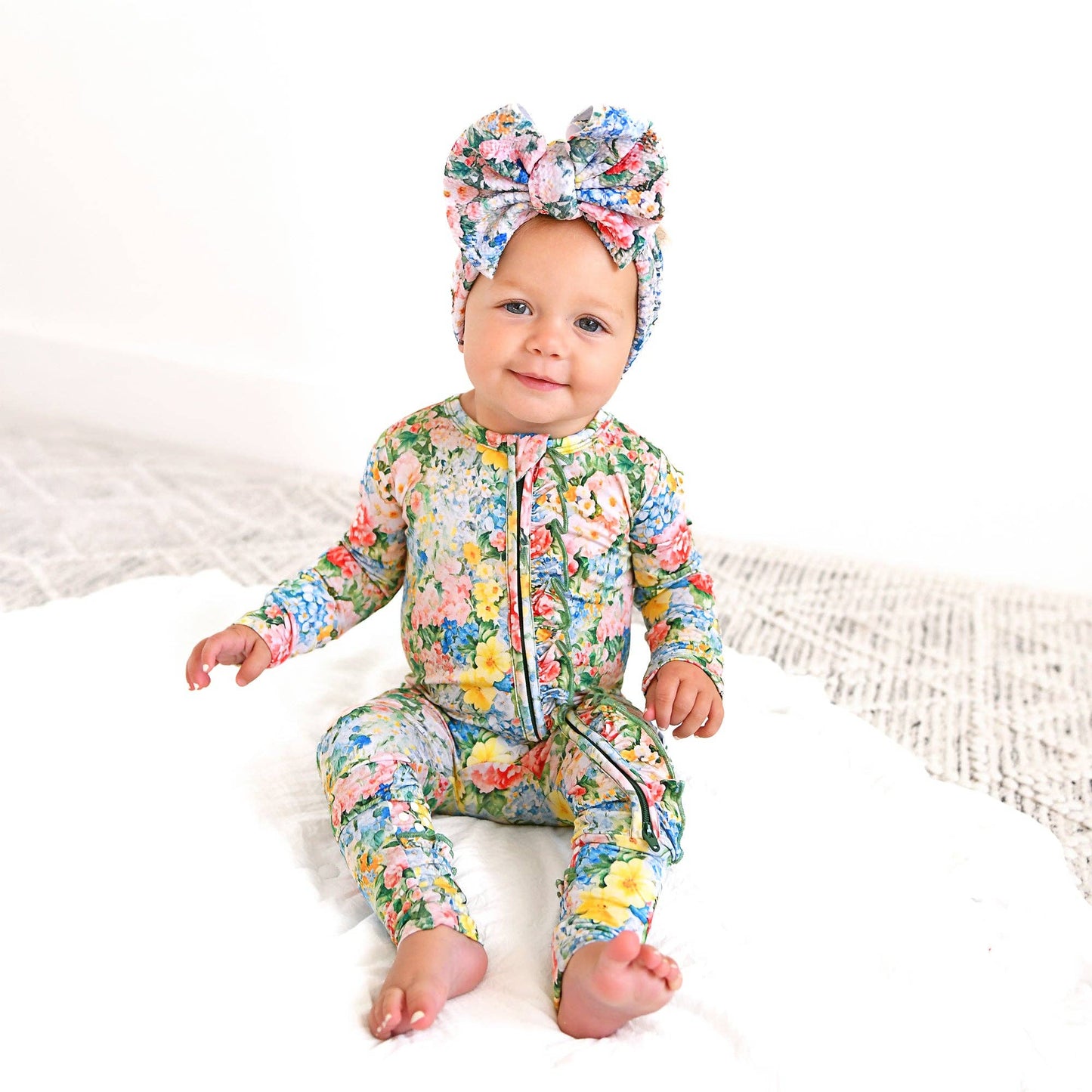 Joanna RUFFLE ZIP Bamboo One Piece Floral Baby Clothing