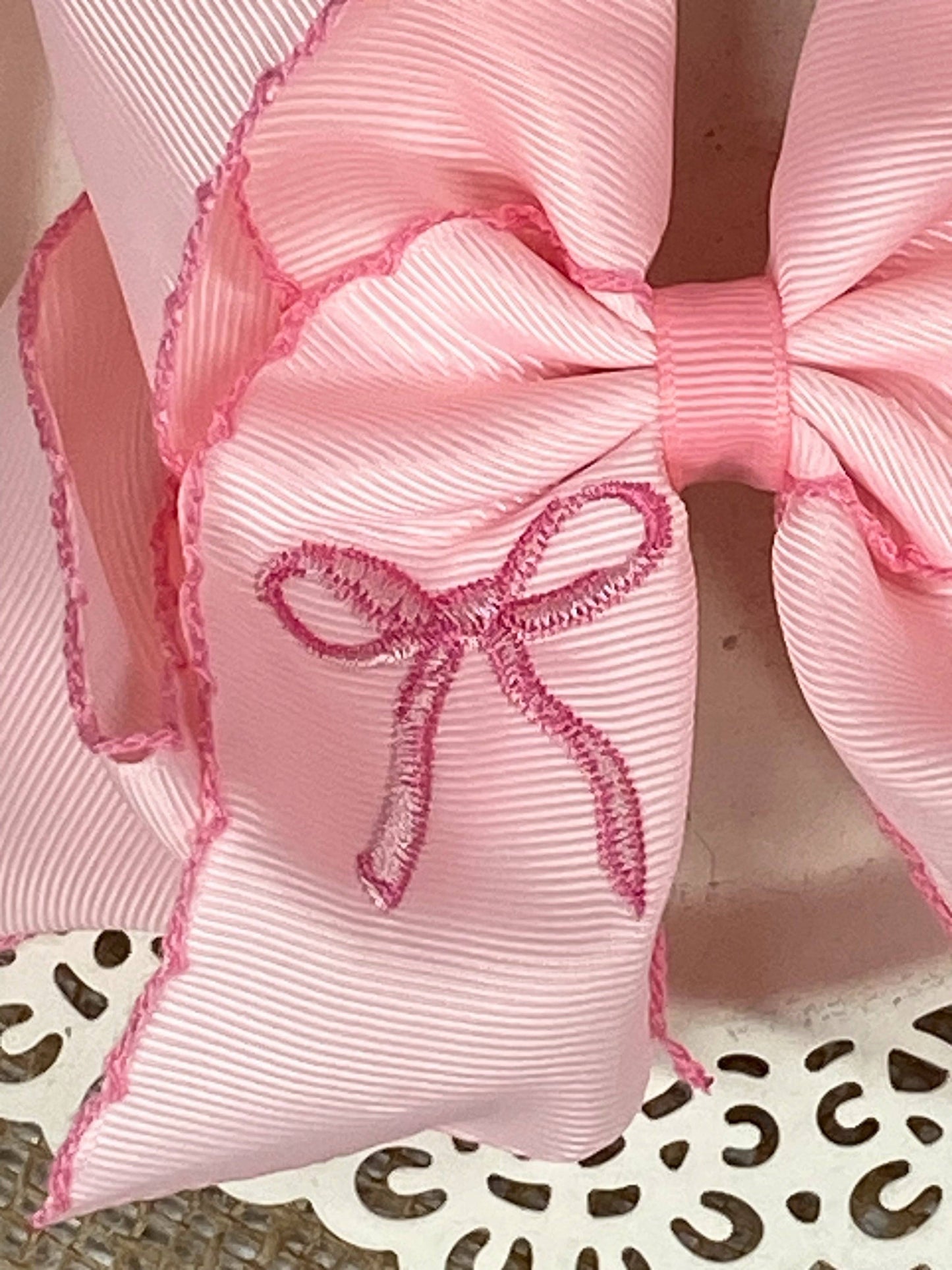Pink Coquette Moonstitch Hair Bow