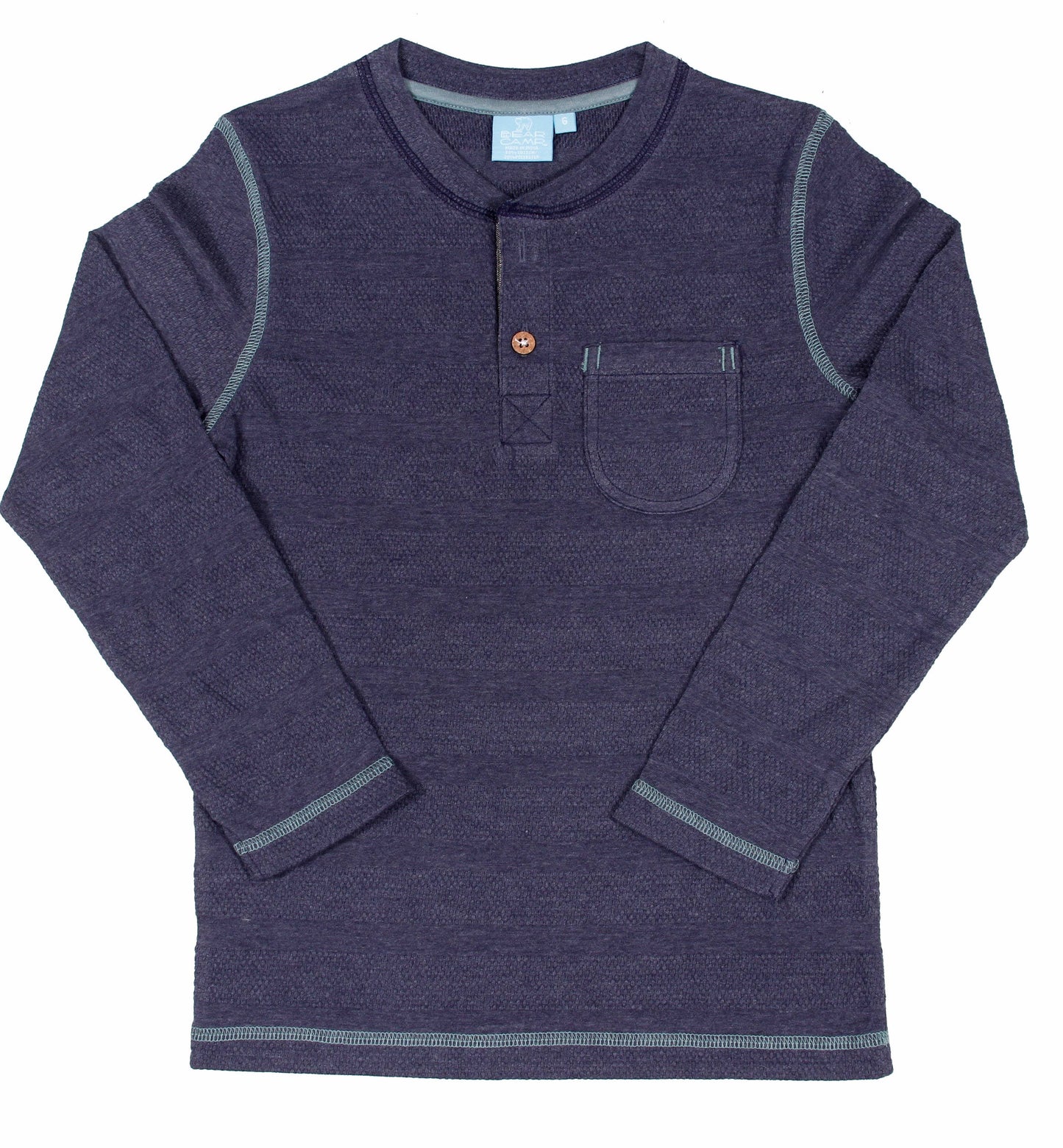 Bear Camp - Textured Stripe Henley - Toddler & Small Boys