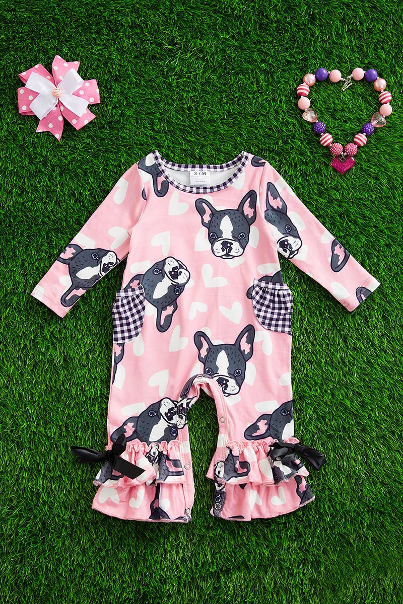 PUPPY & HEART PRINTED BABY ROMPER