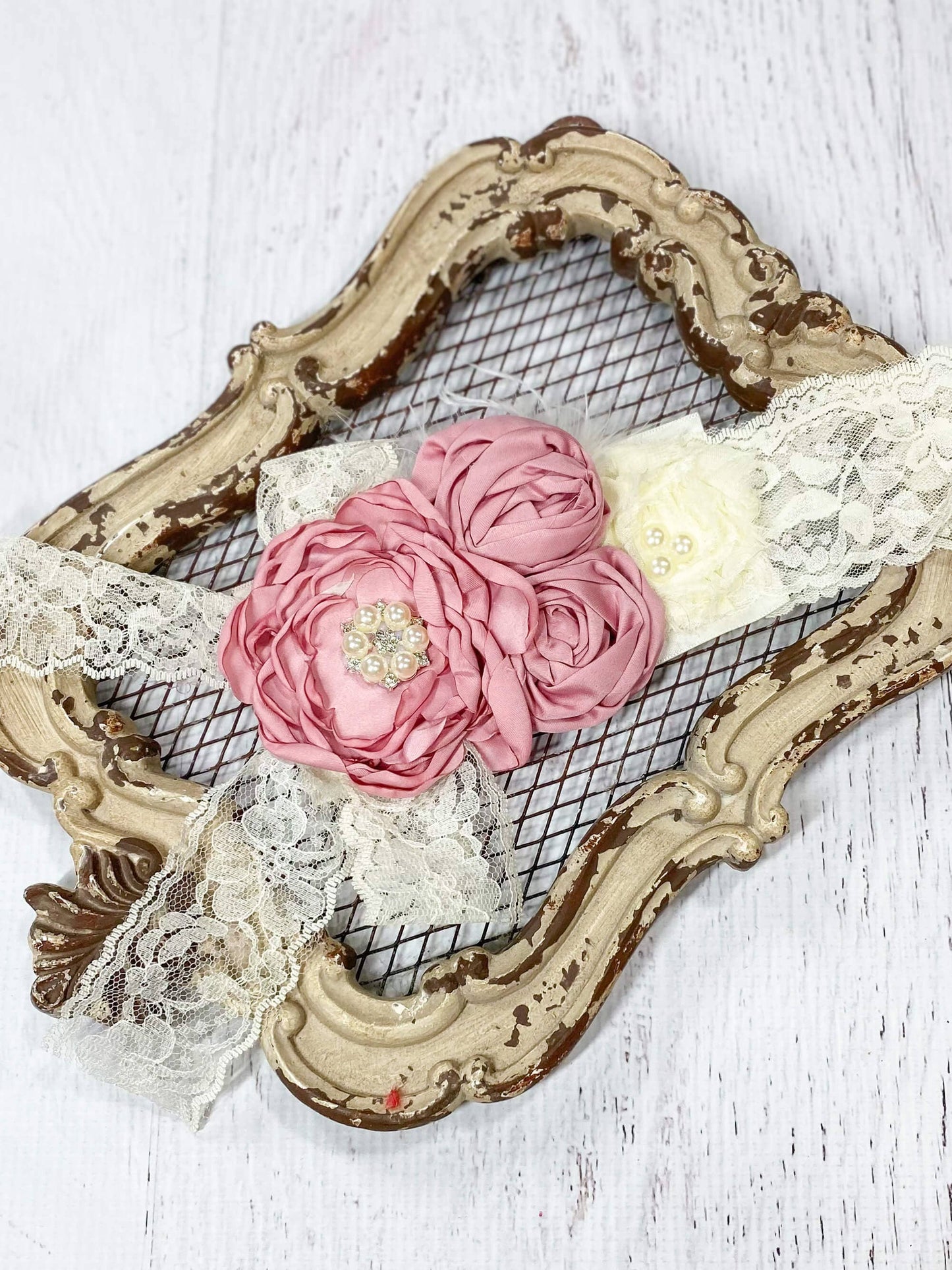 The Hair Bow Company - Southern Romance Flowers & Lace Headband