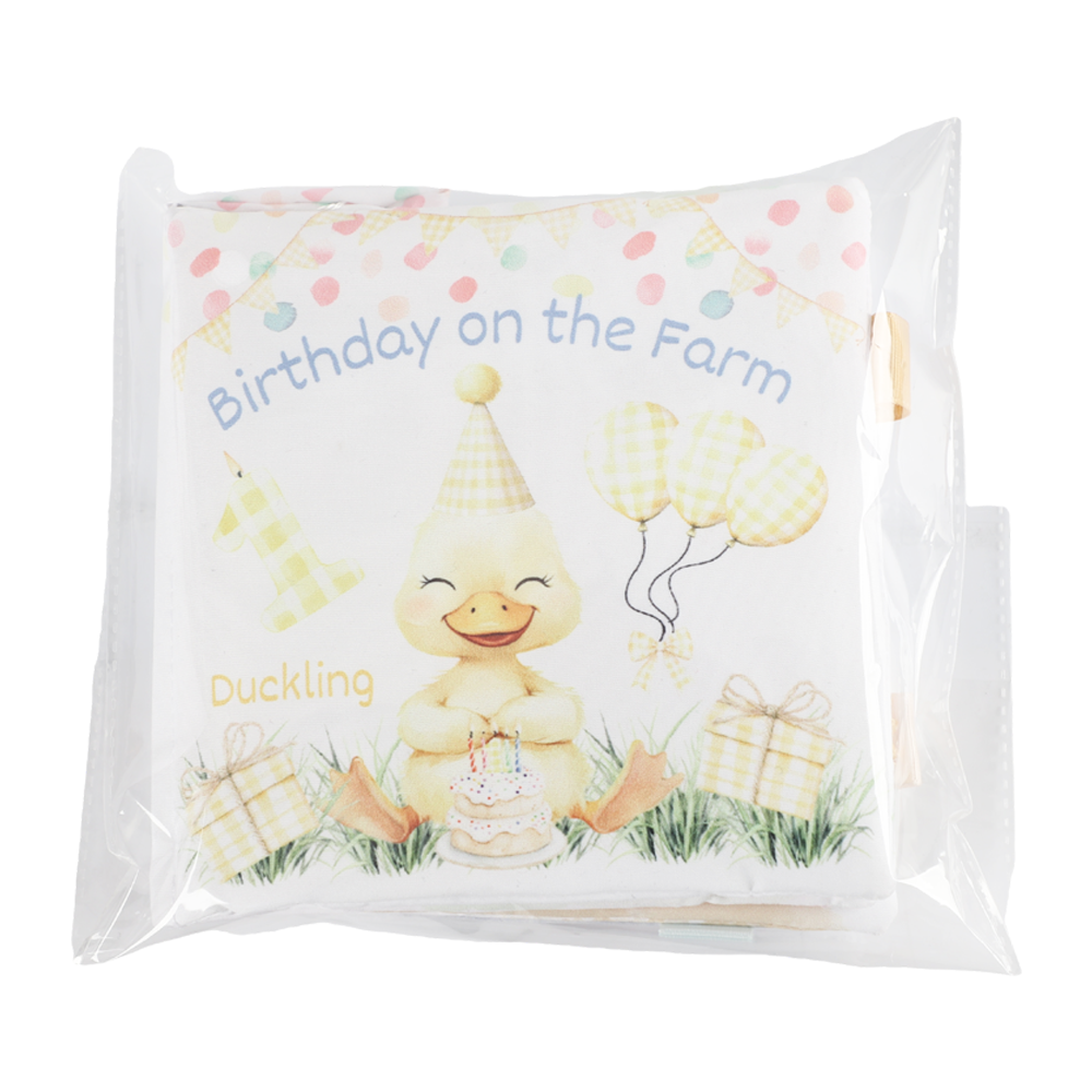 Ali+Oli - Birthday on the Farm10-Page Crinkle Soft Cloth Baby Book