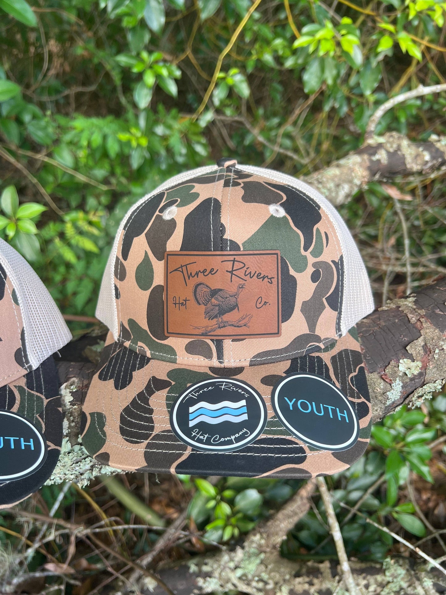 YOUTH - Gobbler on the Roost - Old School Duck Camo - 6 panel trucker snap back