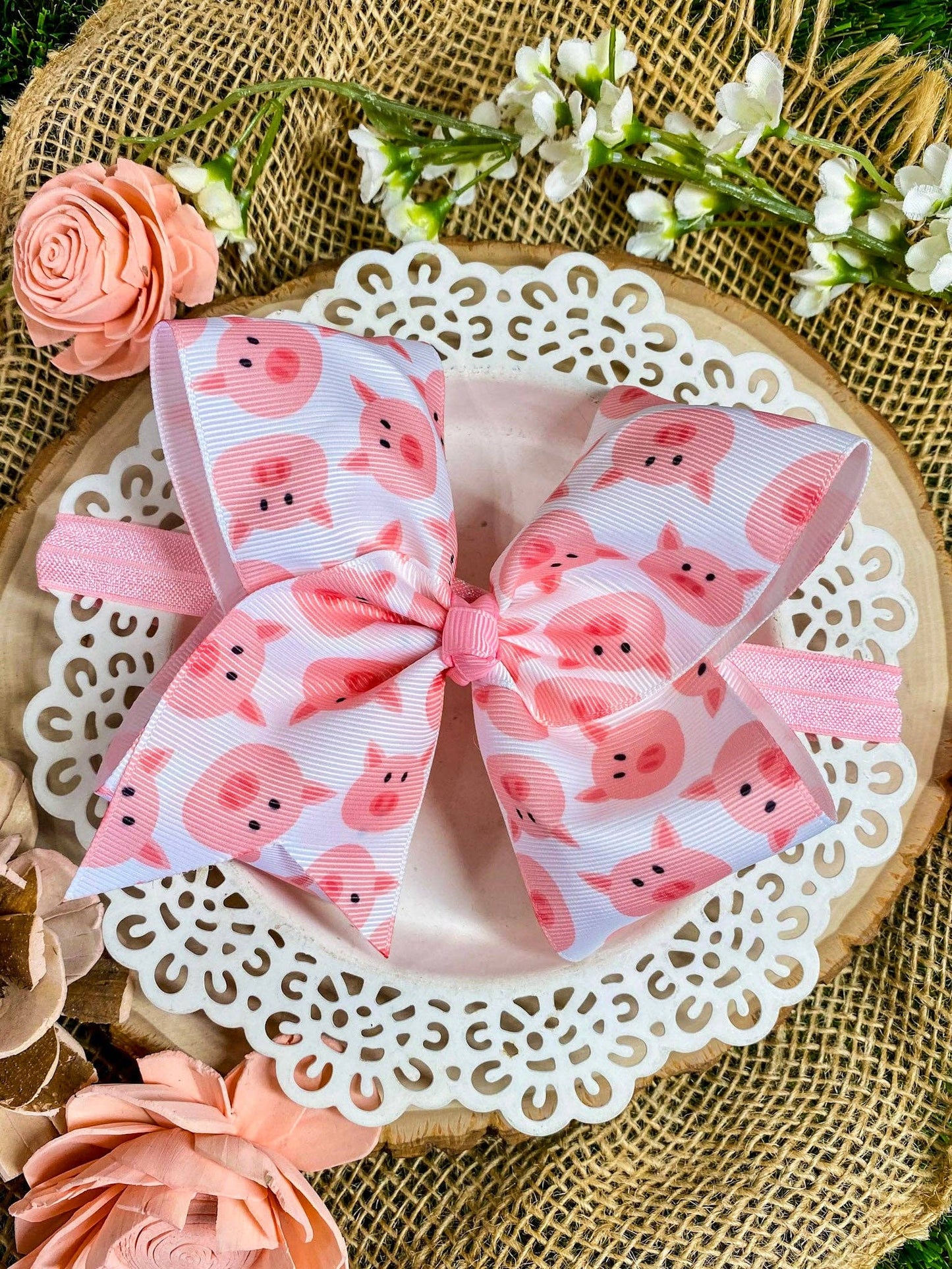 Pig Print Hair Bow