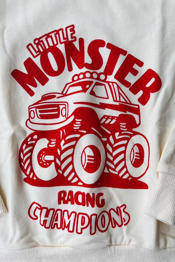 Little Monster long sleeve cream boys sweatshirt