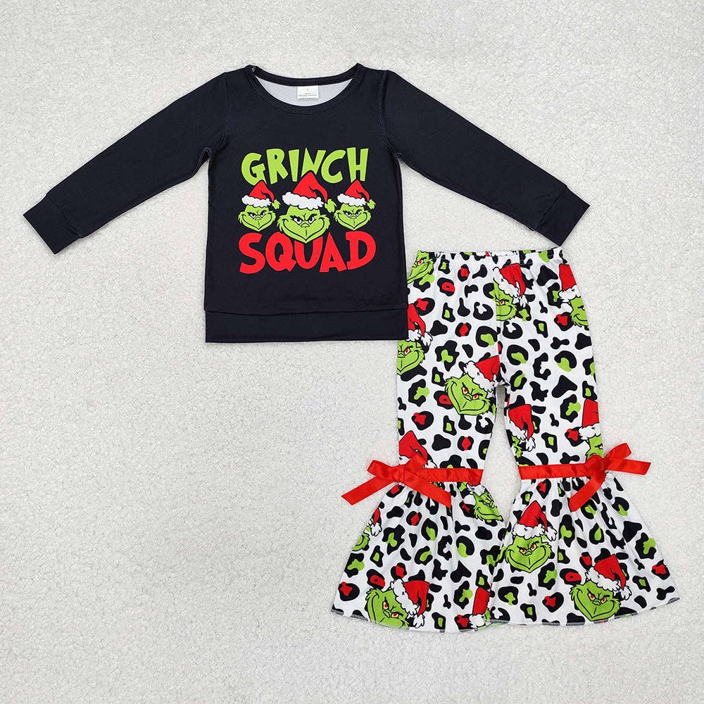 Baby Girls Christmas Squad Tops Bell Pants Clothes Sets