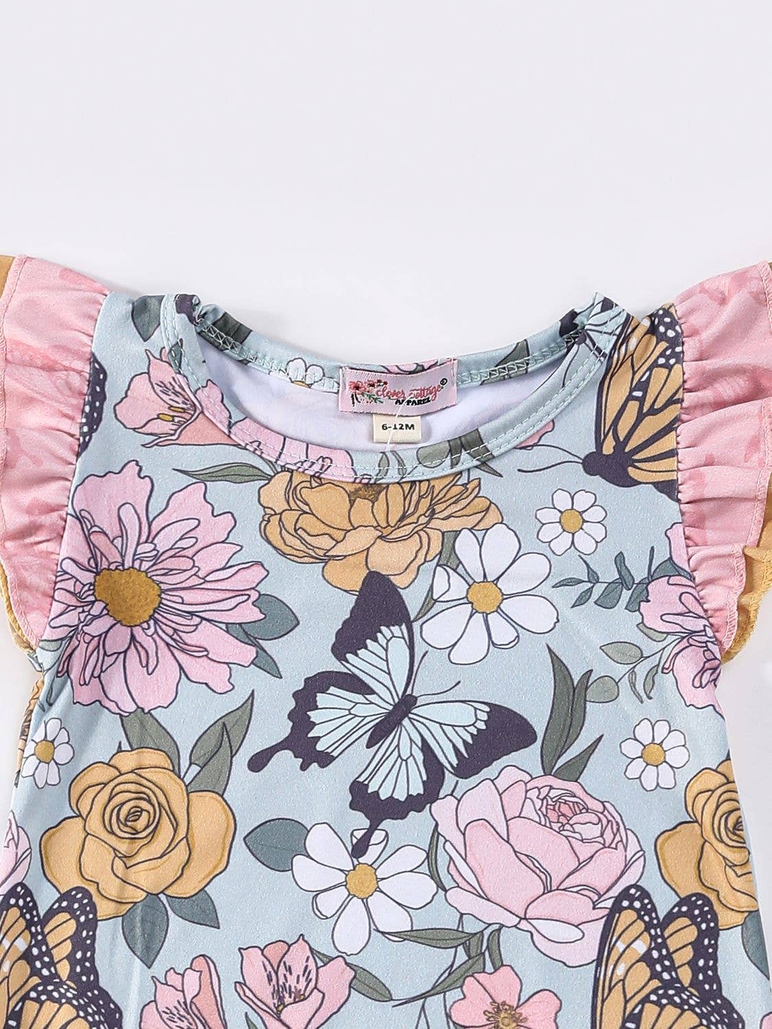 Aqua Butterfly Garden Baby Romper