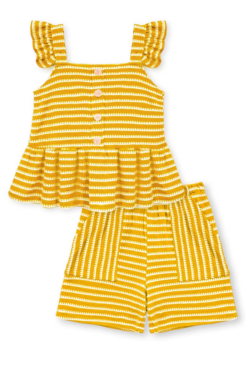 Girl's 2 pc Striped Short Set