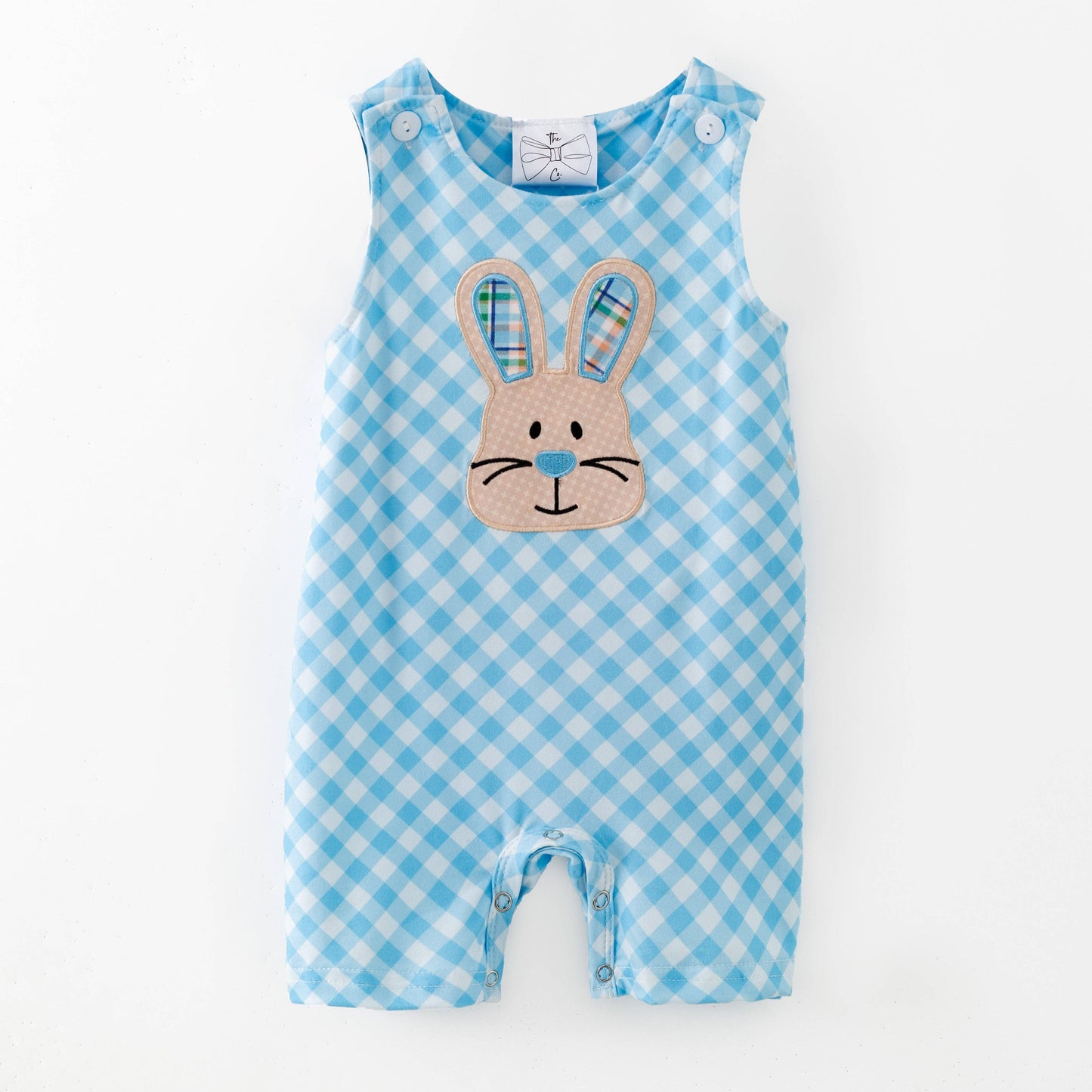 Easter Bunny on Blue Gingham Infant Boy's Romper