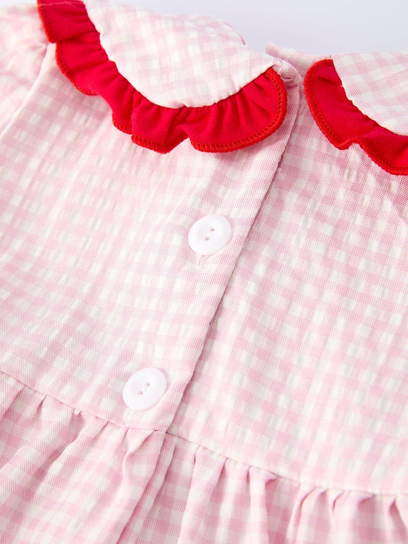 - Girls' Plaid Smocked Strawberry Applique Dress