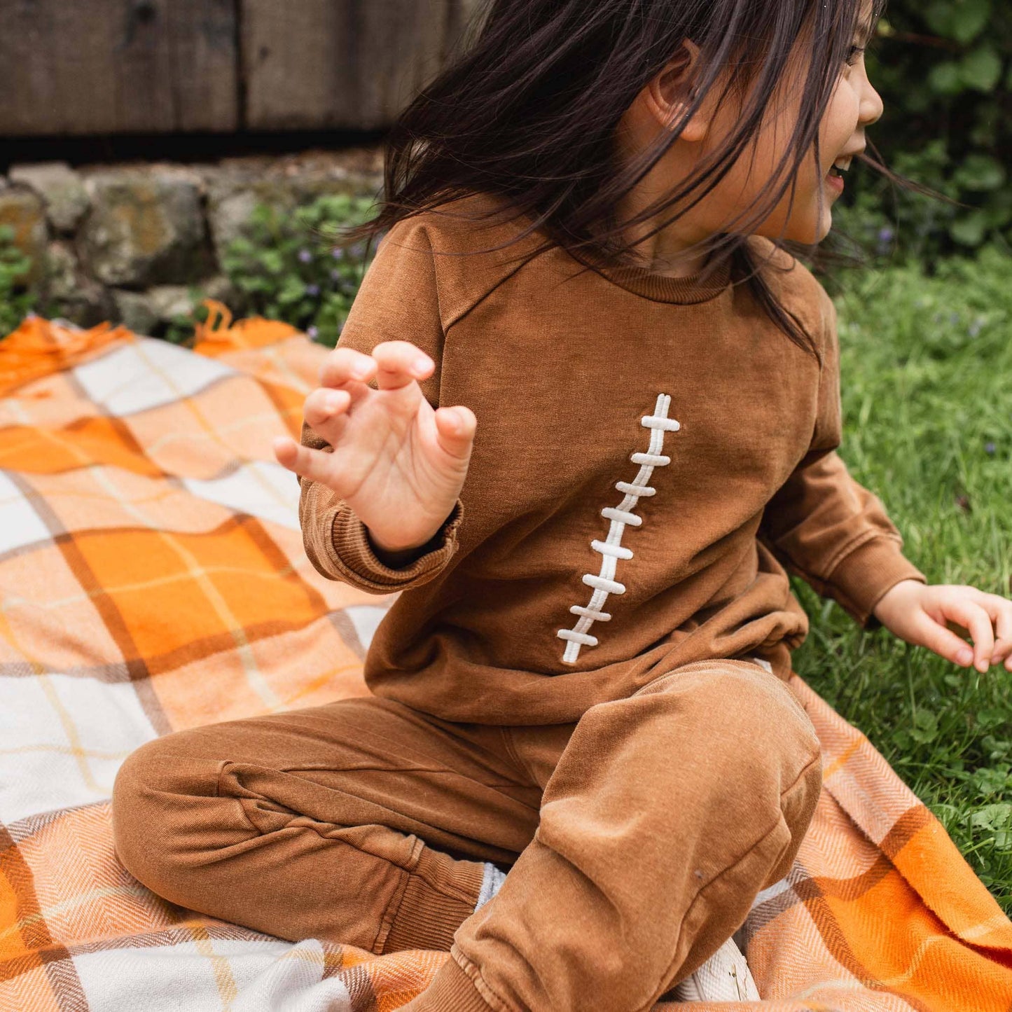 Burt's Bees Baby - Acid Wash Football Infant Sweatshirt Set
