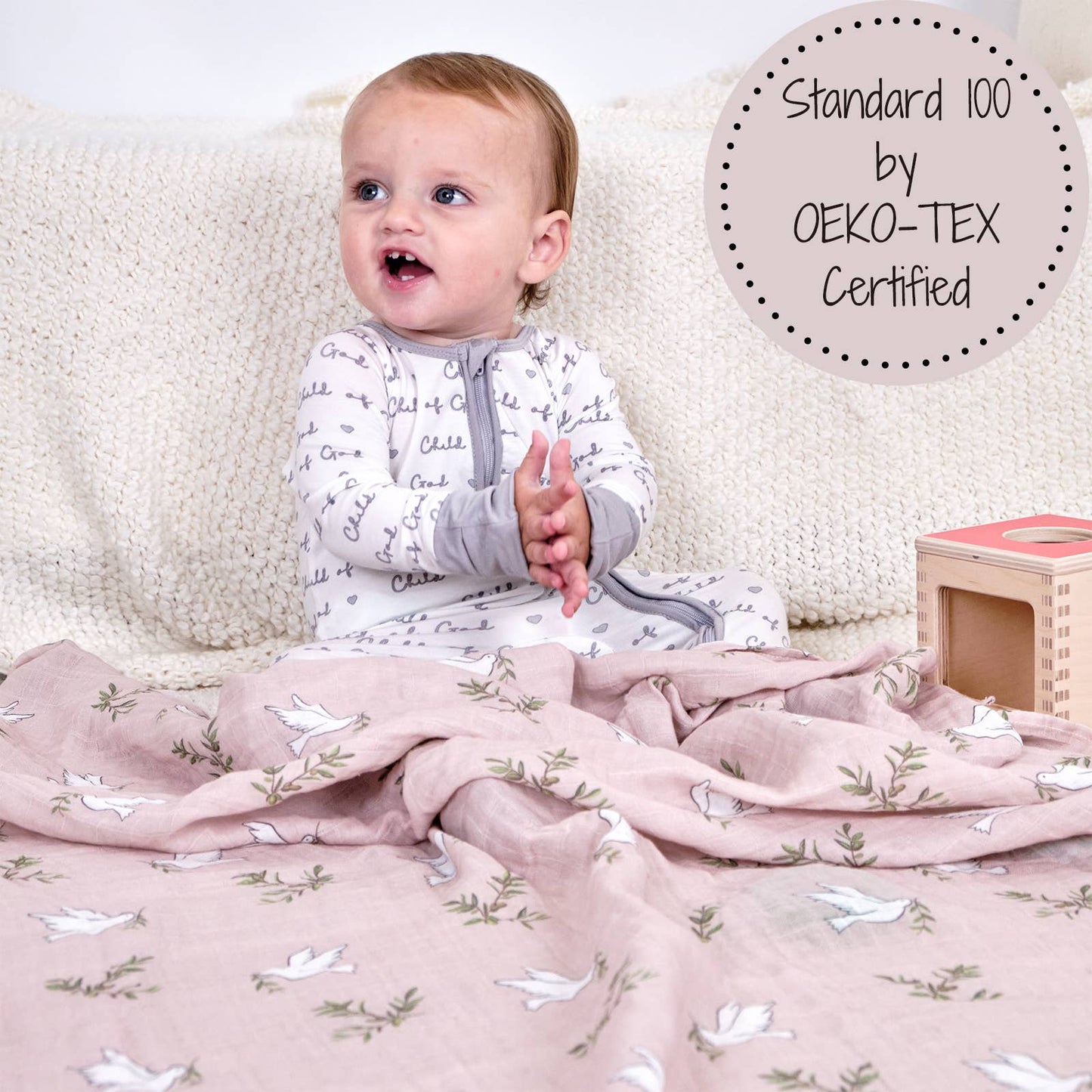 LollyBanks - Dove Baby Swaddle Muslin Blanket