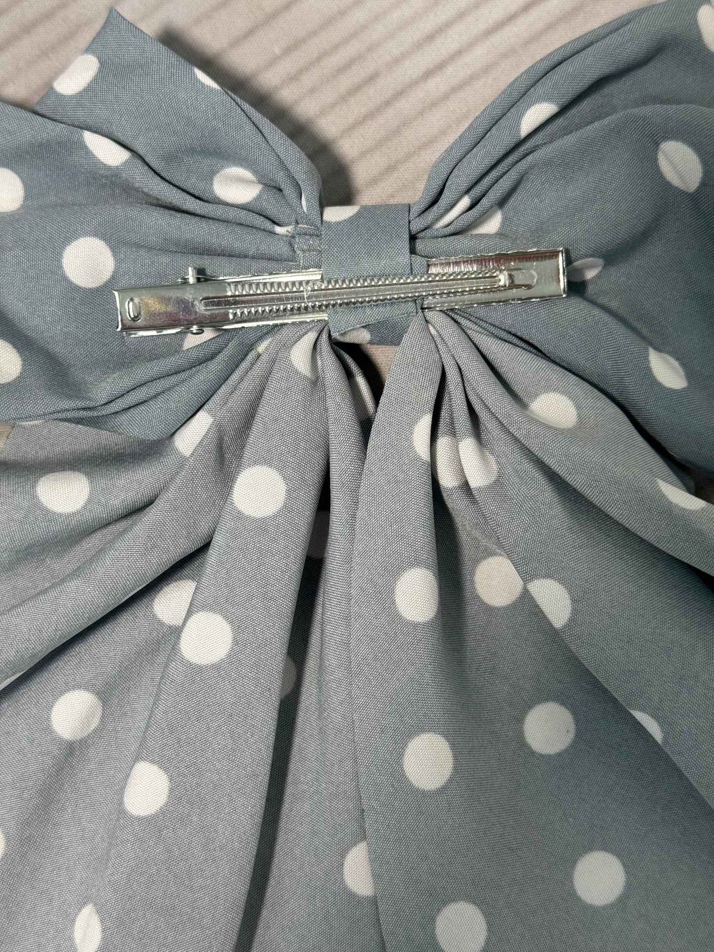 Polka Dot Coquette Hair Bow -Steel Blue