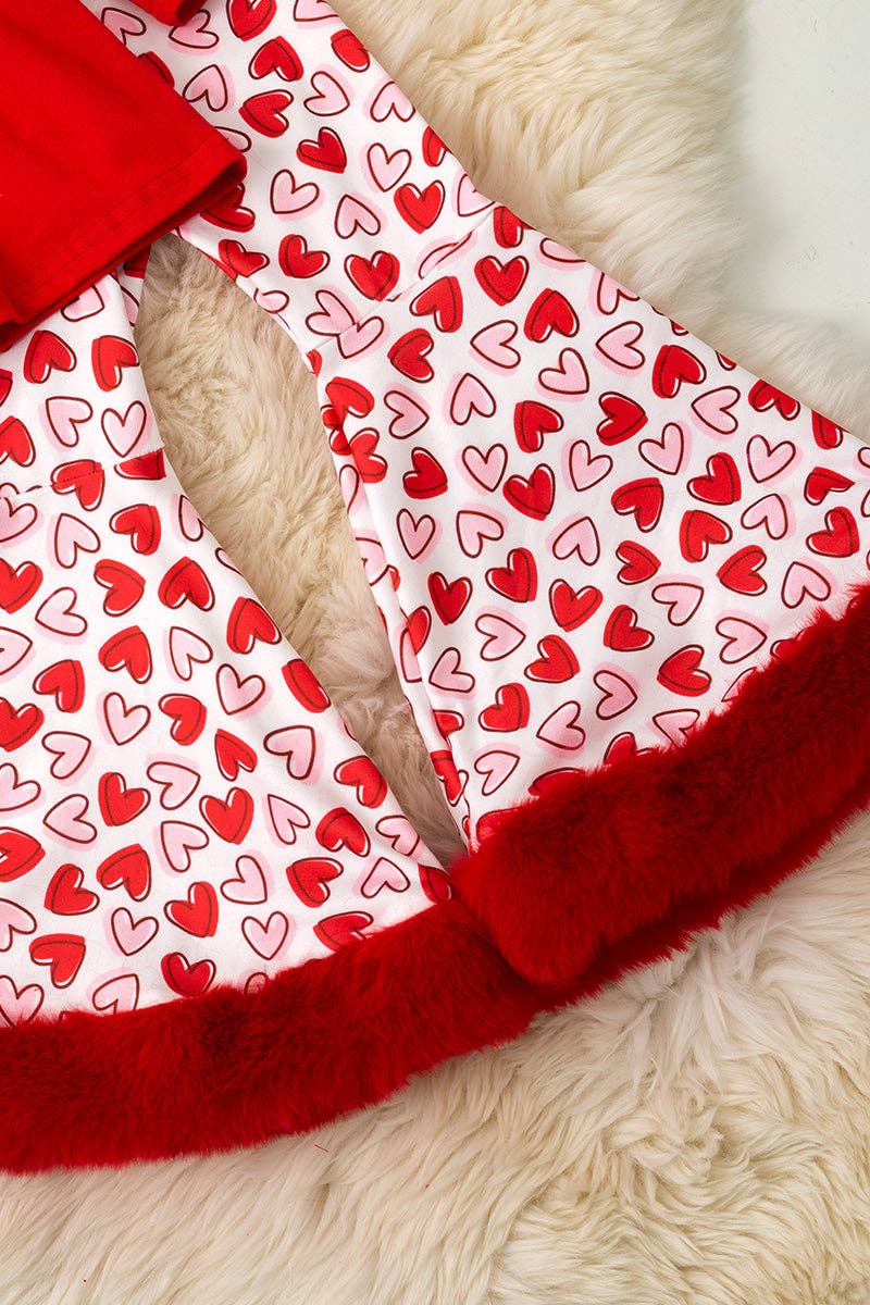 Red tunic with heart printed sash & bell bottoms