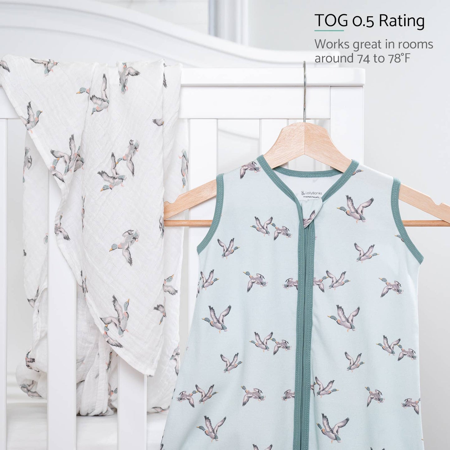 LollyBanks - Quackin'Up Mallard Duck Sleep Sack, 100% Organic Cotton