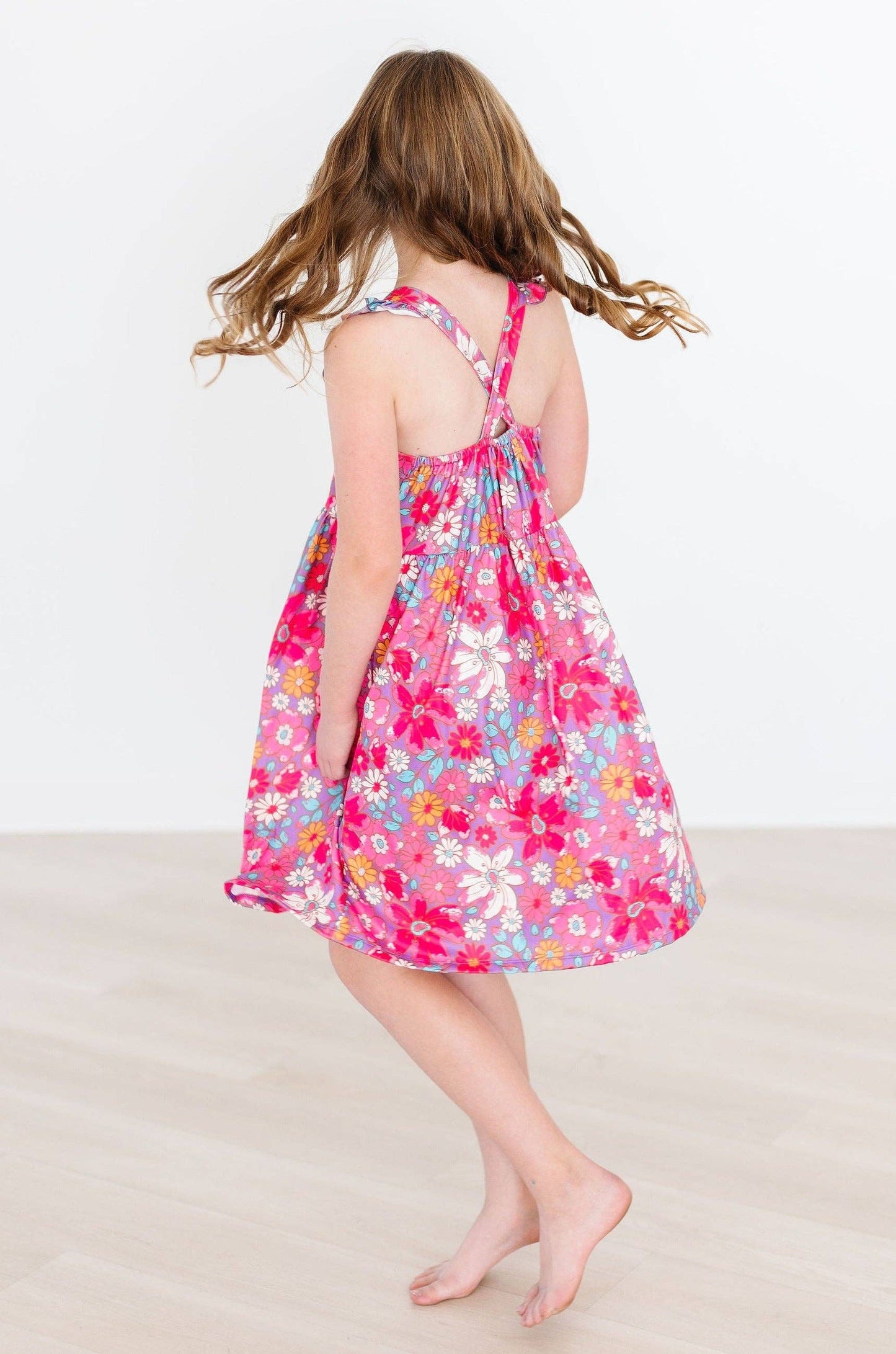 Mila & Rose - Hawaiian Floral Ruffle Cross Back Dress
