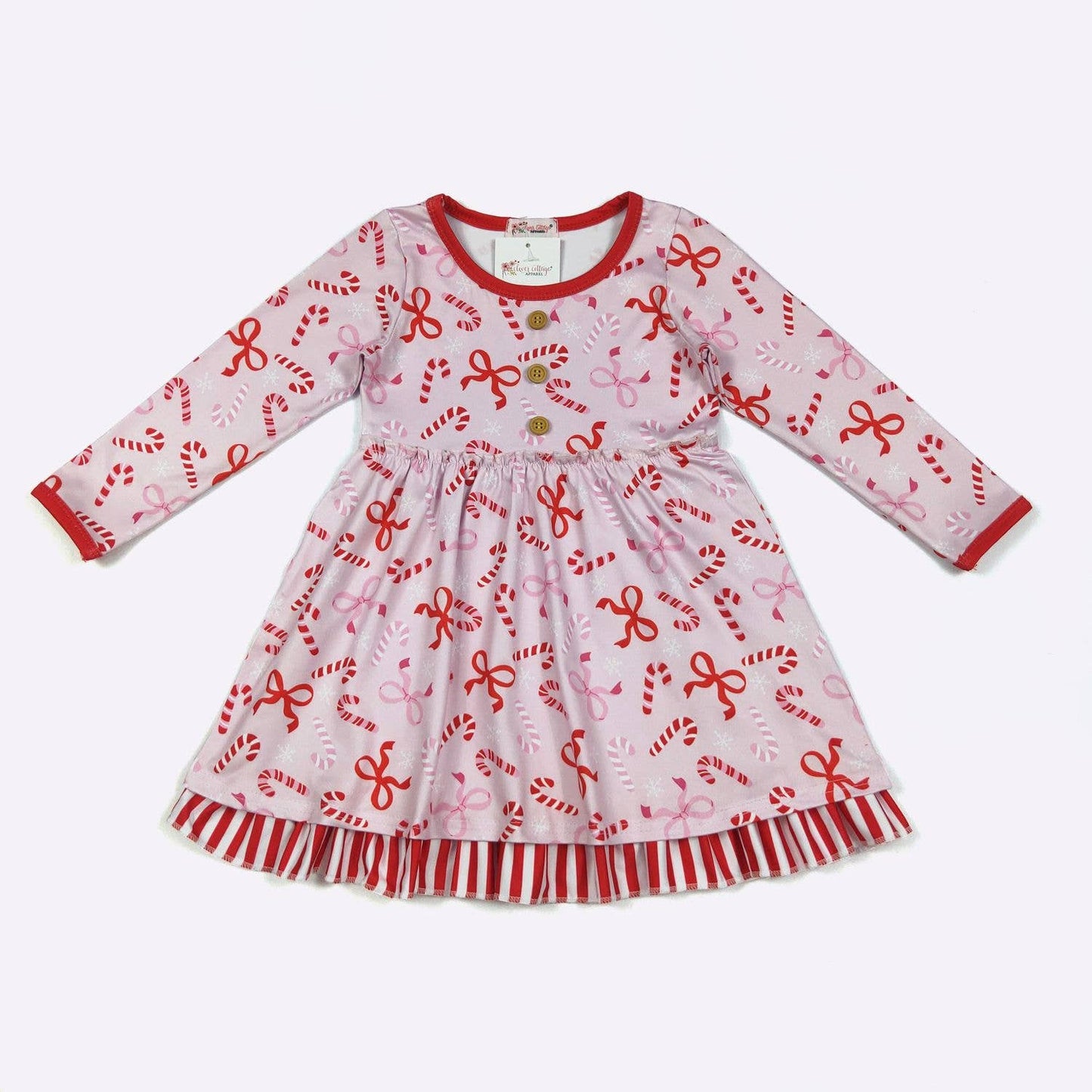 Clover Cottage - Candy Cane Bows Girls Dress
