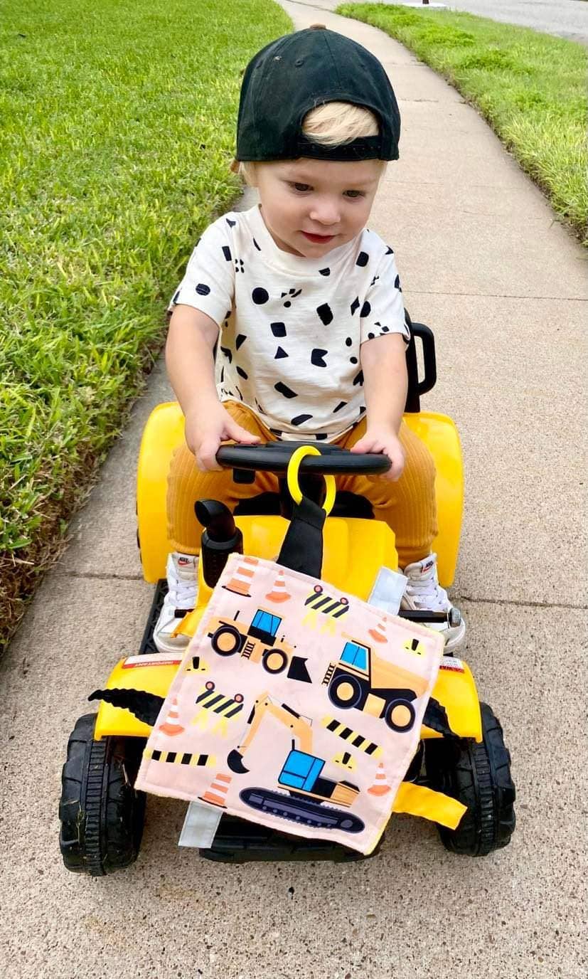 Baby Jack and Company - Construction Worker and Trucks Crinkle Tag Square 8"x 8"
