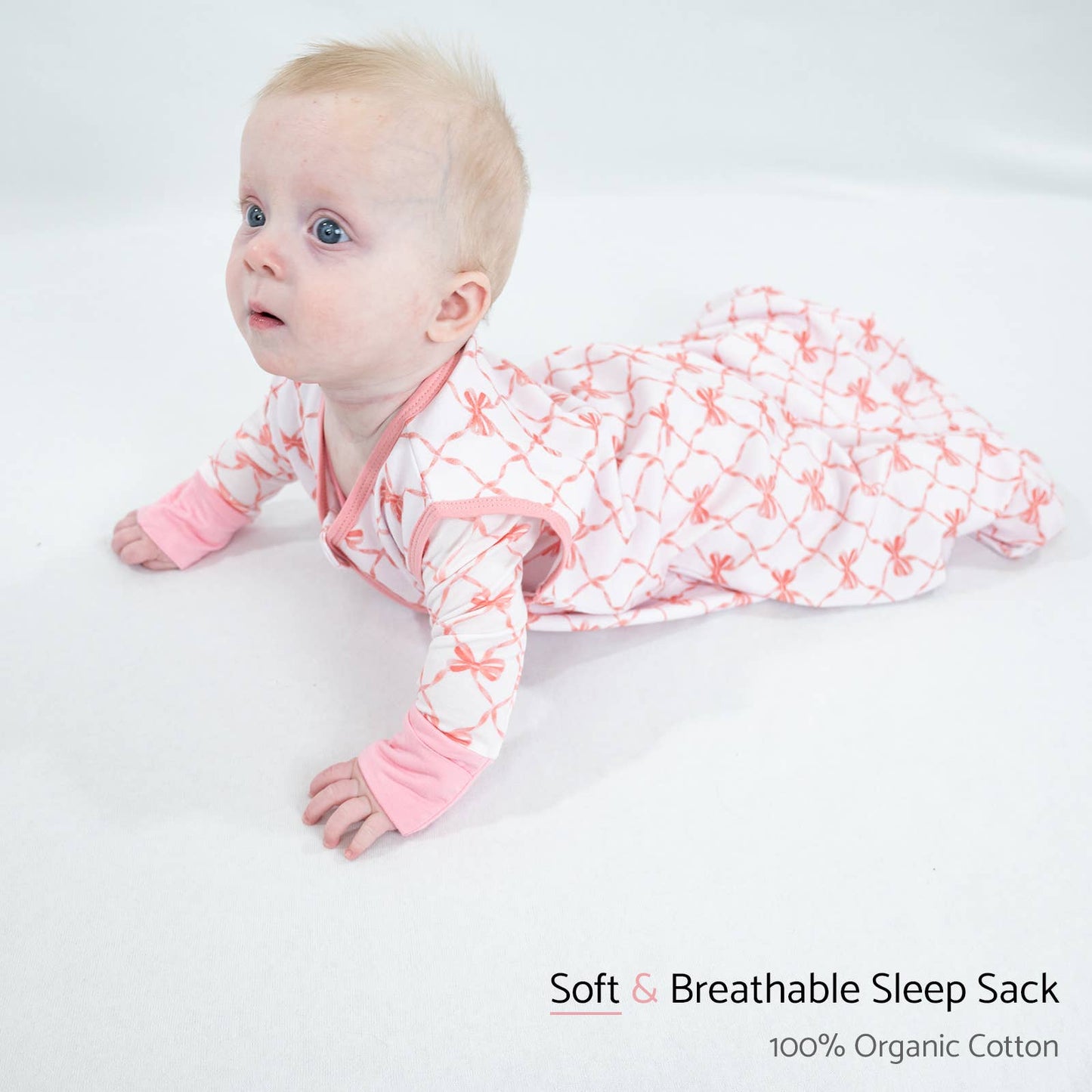 LollyBanks - Beautiful Bows Baby Girl Sleep Sack, 100% Organic Cotton
