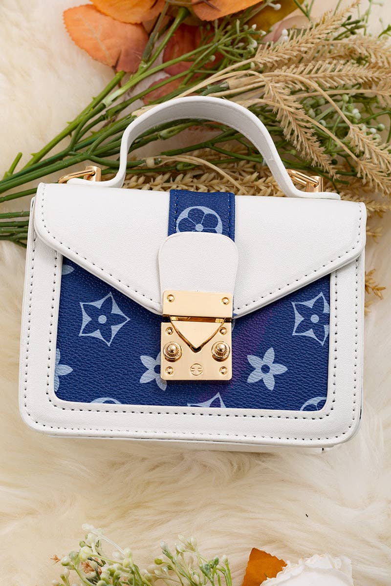 White/Navy blue inspired mini purse