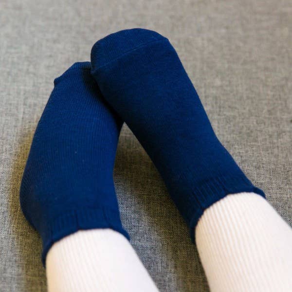 Chiffon Frill -Navy Ankle Socks