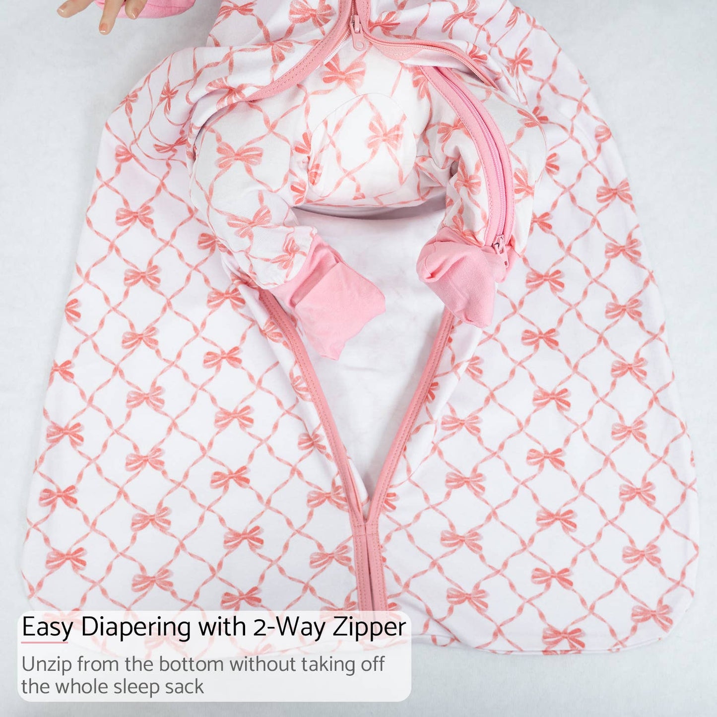 LollyBanks - Beautiful Bows Baby Girl Sleep Sack, 100% Organic Cotton