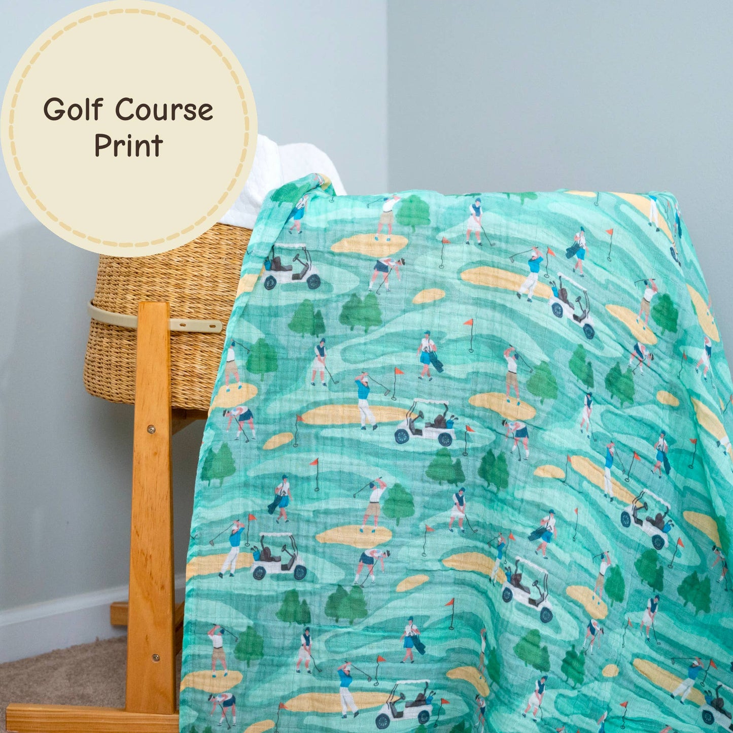 Par-Tee Time Golf Theme Baby Muslin Swaddle Blanket