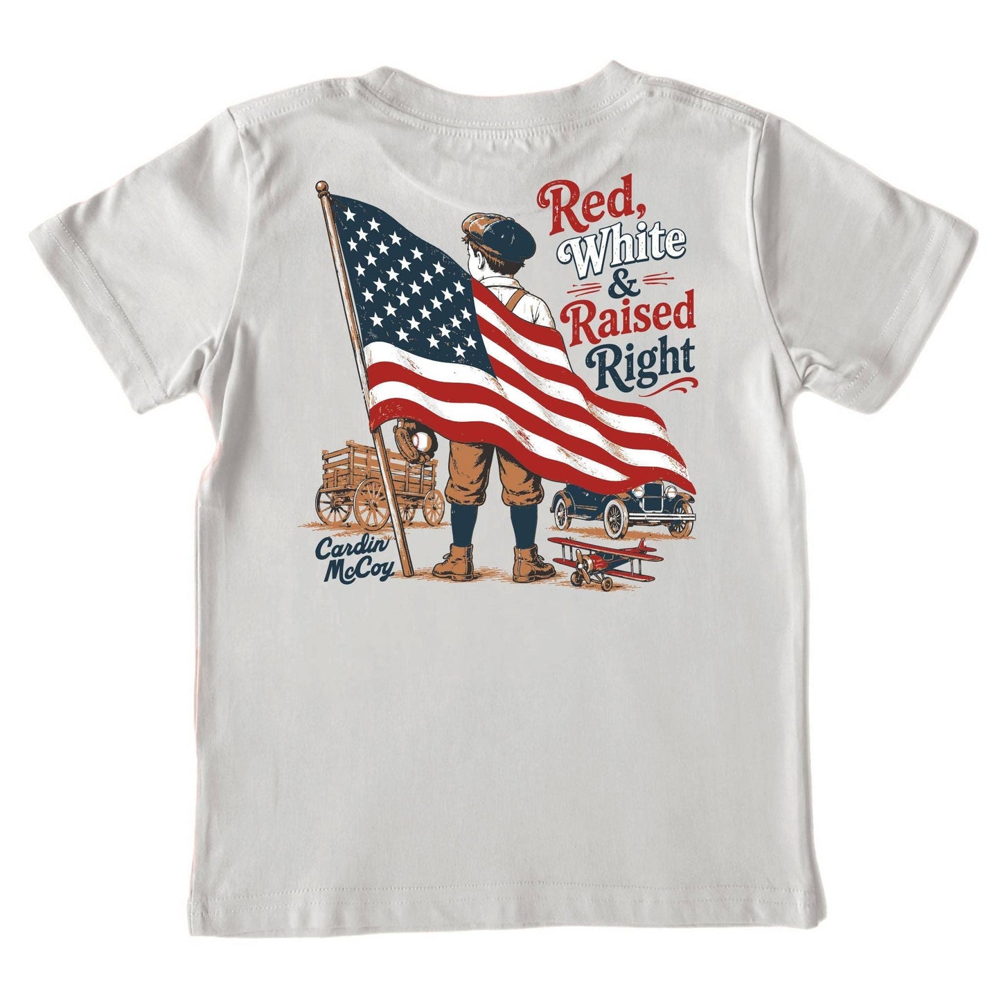 Cardin McCoy - Kids' Red, White & Raised Right Short-Sleeve Tee