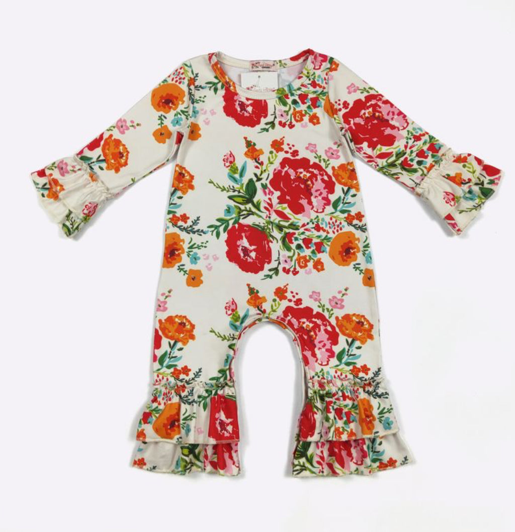 Vintage Fall Rose Baby Romper