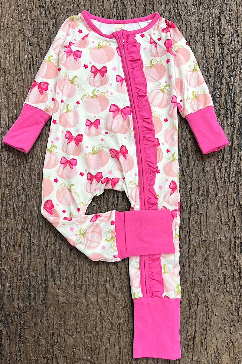 Kids Charm Online - Pumpkin printed girls baby romper. LR0505-23-AMY