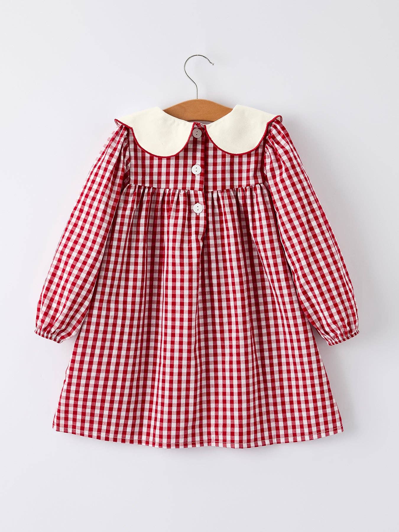 Rylee Faith Designs - Christmas Embroidered Christmas Tree Plaid Girls Dress