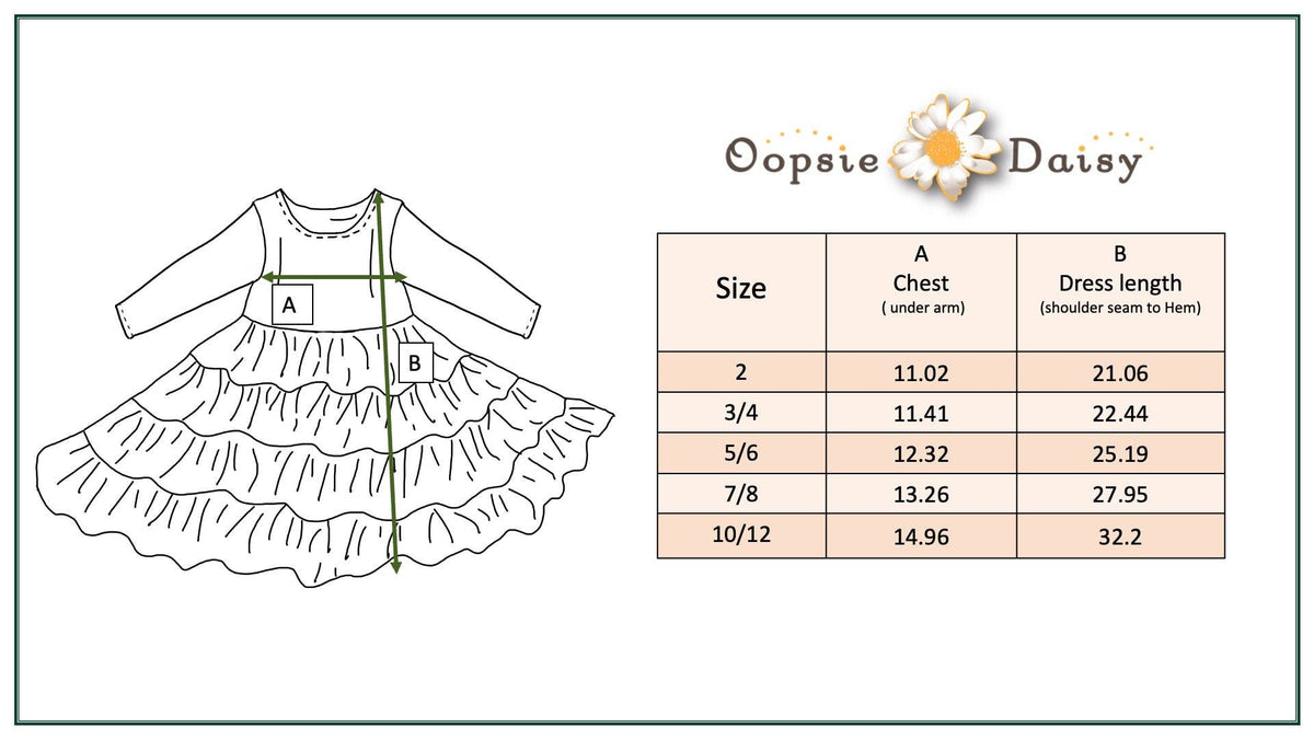 Oopsie Daisy - Girls Avery Long Sleeve Tiered Christmas Holiday Twirl Dress