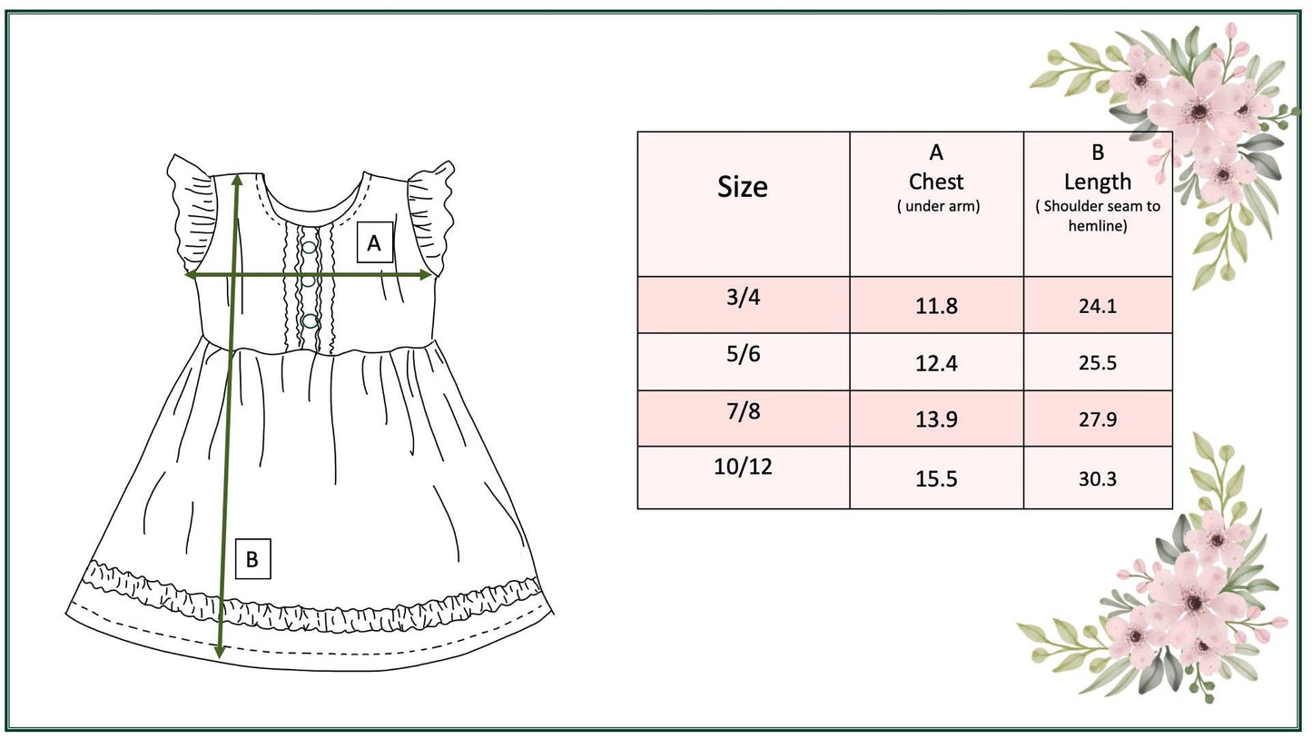 Kids Periwinkle Dainty Flower Button Ruffle Spring Dress