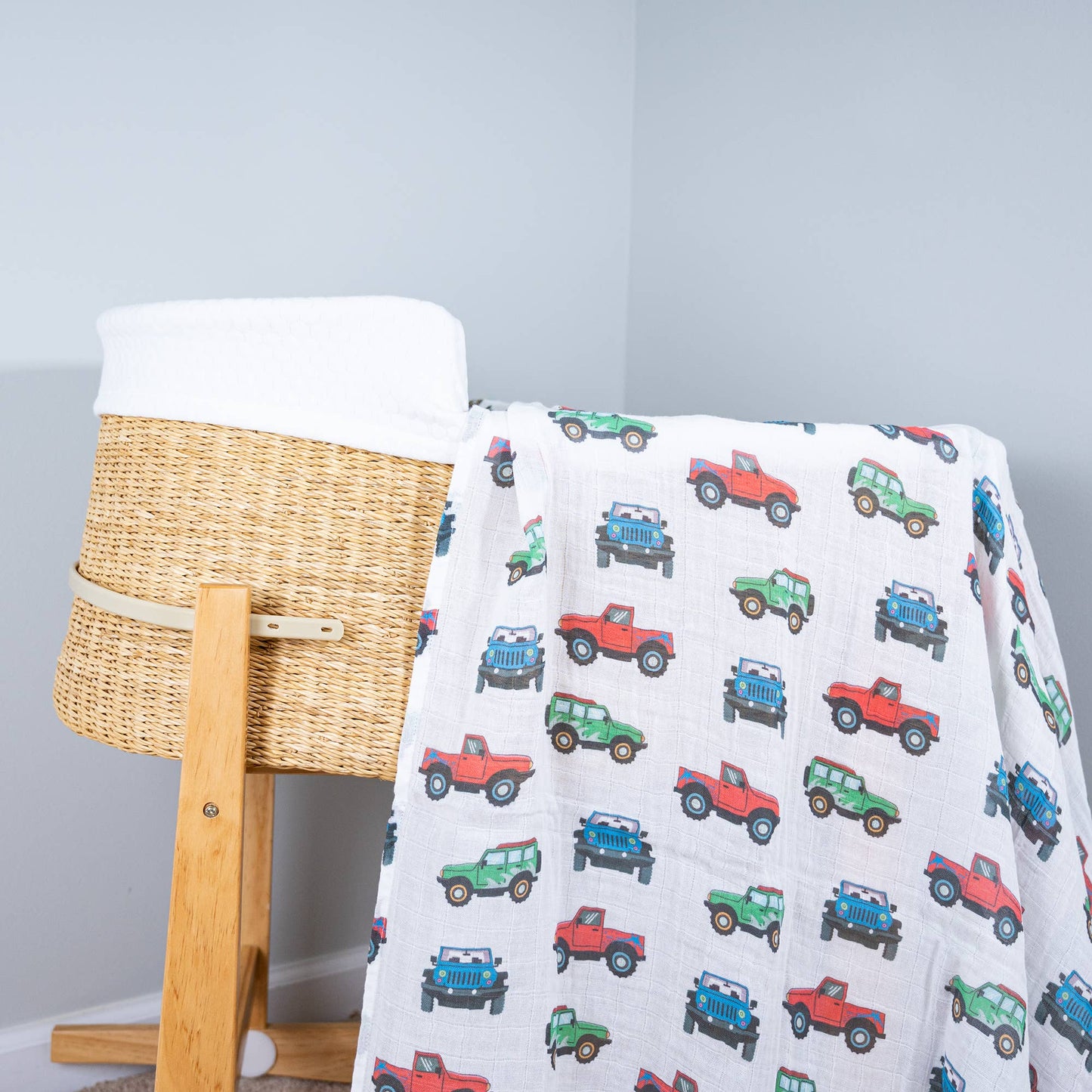Vroom Vroom Zoom Baby Muslin Swaddle Blanket