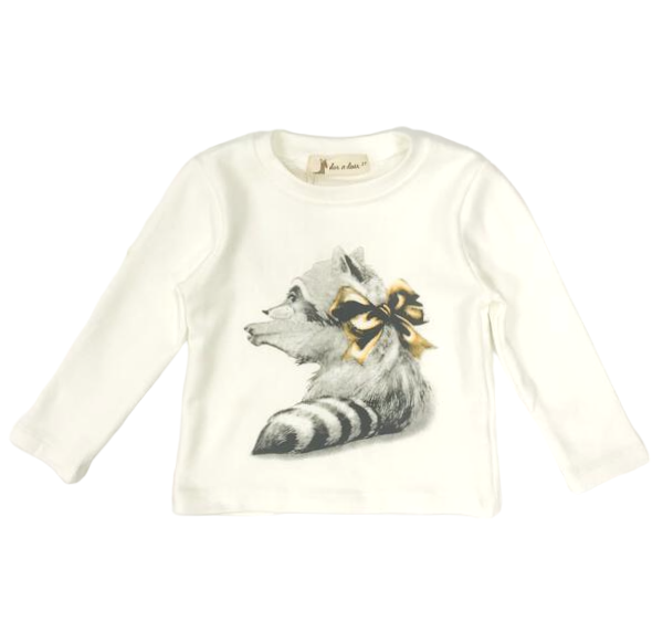 Raccoon Print Top with Black Star Tutu