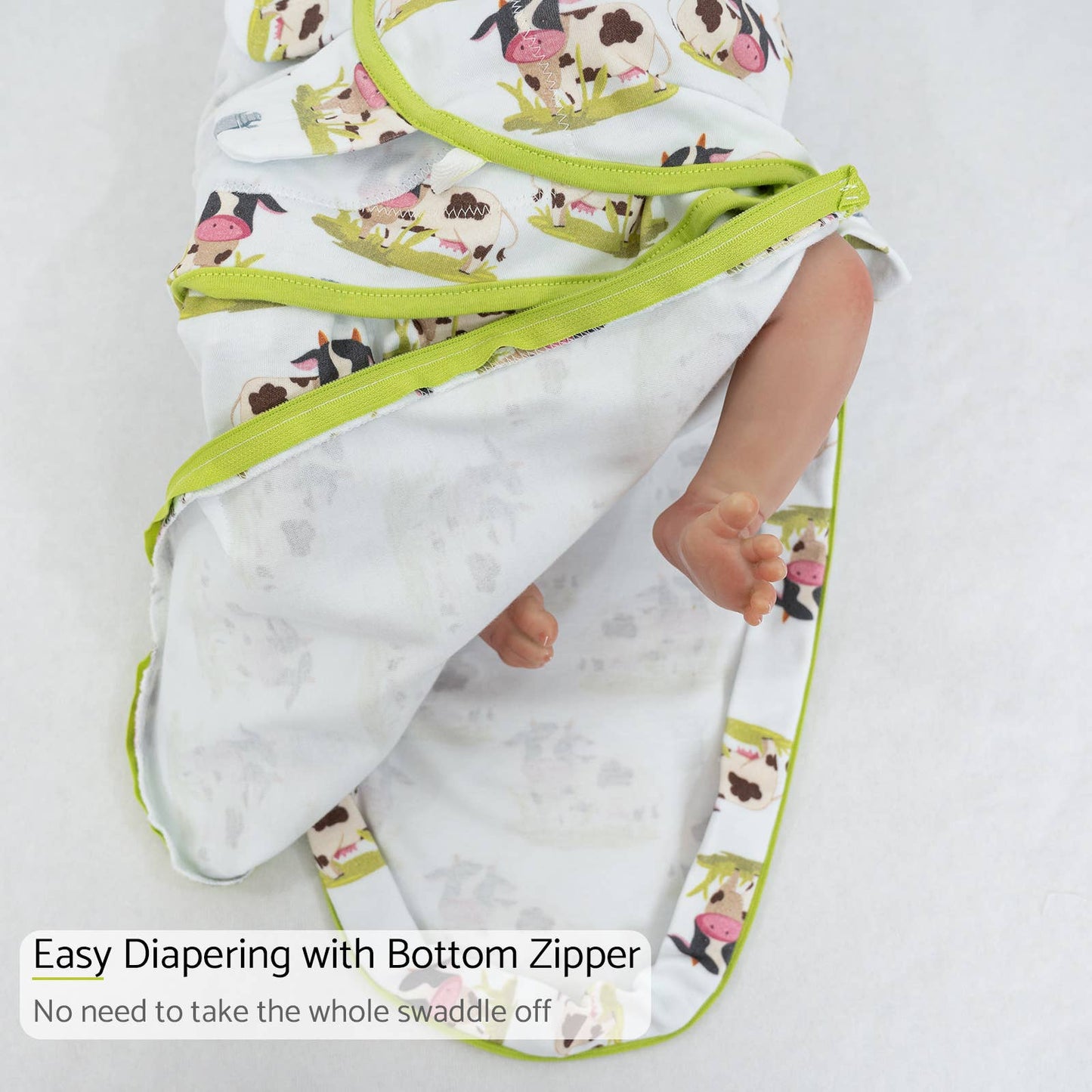 LollyBanks - Moo Moo Here Baby Sleep Swaddle 100% Organic Cotton