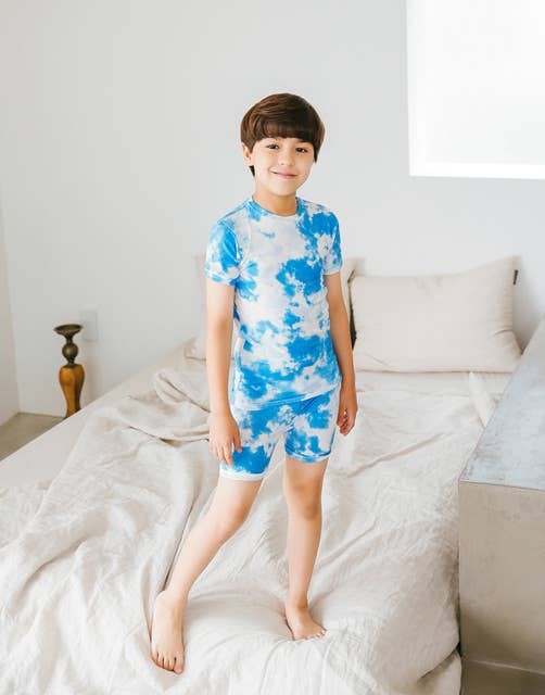 Tie Dyeing Ocean Blue Short Sleeve PJs